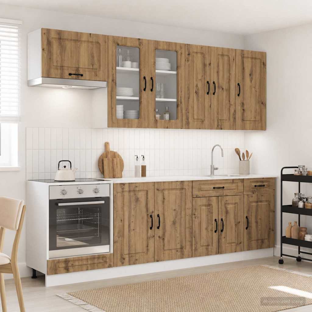 Keukenblok KALMAR 8 pcs Artisanaal eiken Bewerkt hout is nu te koop bij PeponiXL, paradijselijk wonen!