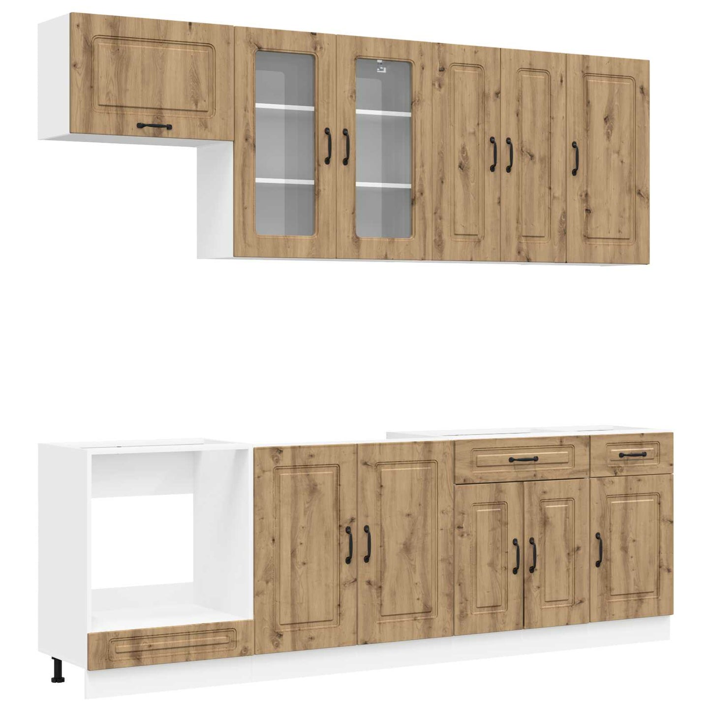Keukenblok KALMAR 8 pcs Artisanaal eiken Bewerkt hout is nu te koop bij PeponiXL, paradijselijk wonen!
