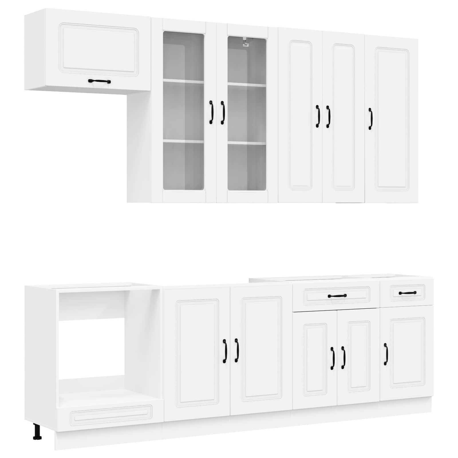Keukenblok KALMAR 8 pcs Wit Bewerkt hout is nu te koop bij PeponiXL, paradijselijk wonen!