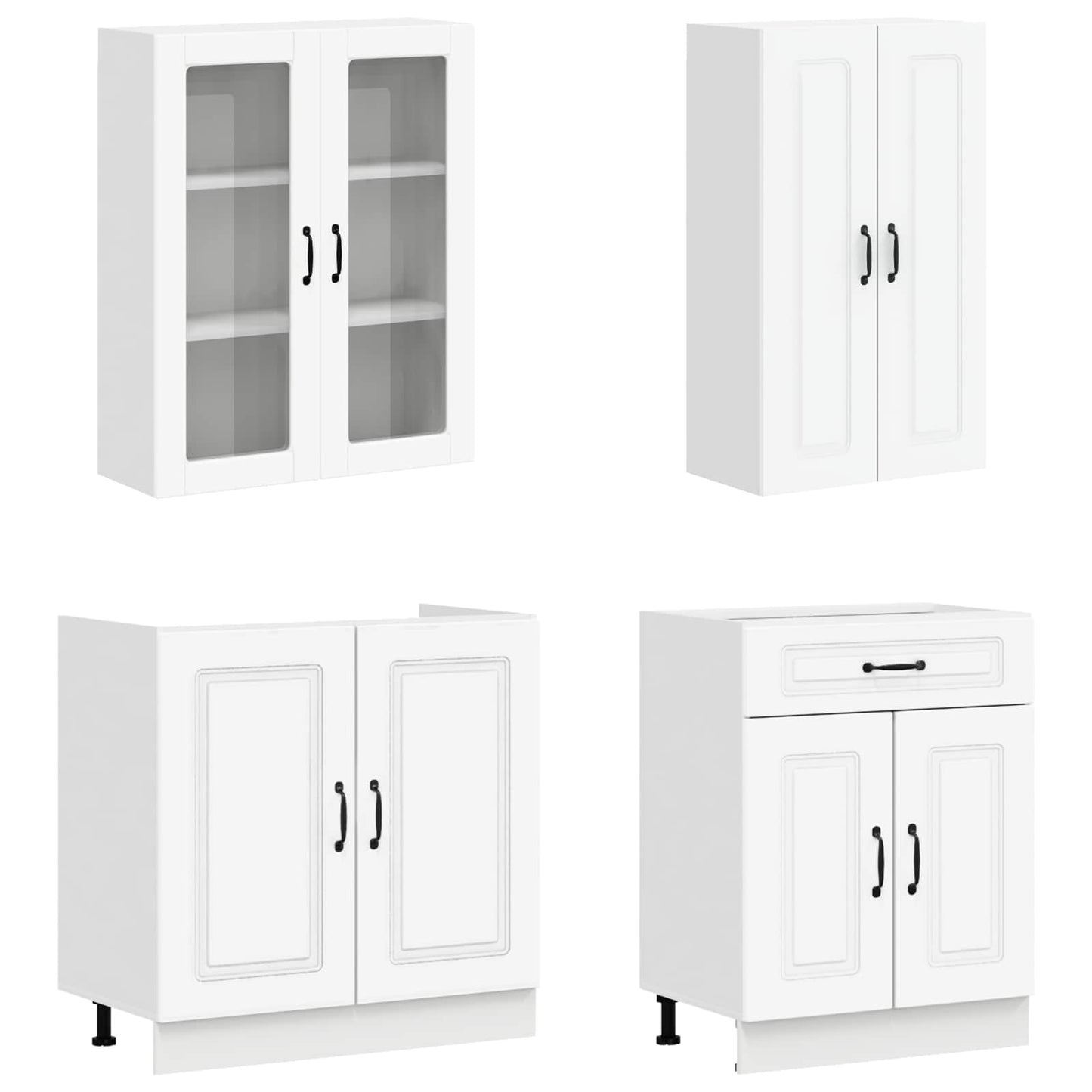Keukenblok KALMAR 8 pcs Wit Bewerkt hout is nu te koop bij PeponiXL, paradijselijk wonen!