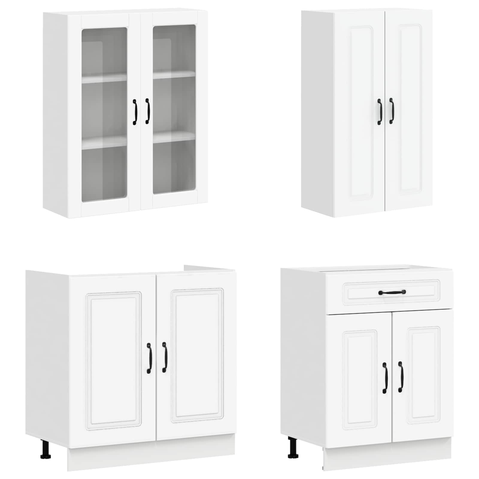 Keukenblok KALMAR 8 pcs Wit Bewerkt hout is nu te koop bij PeponiXL, paradijselijk wonen!