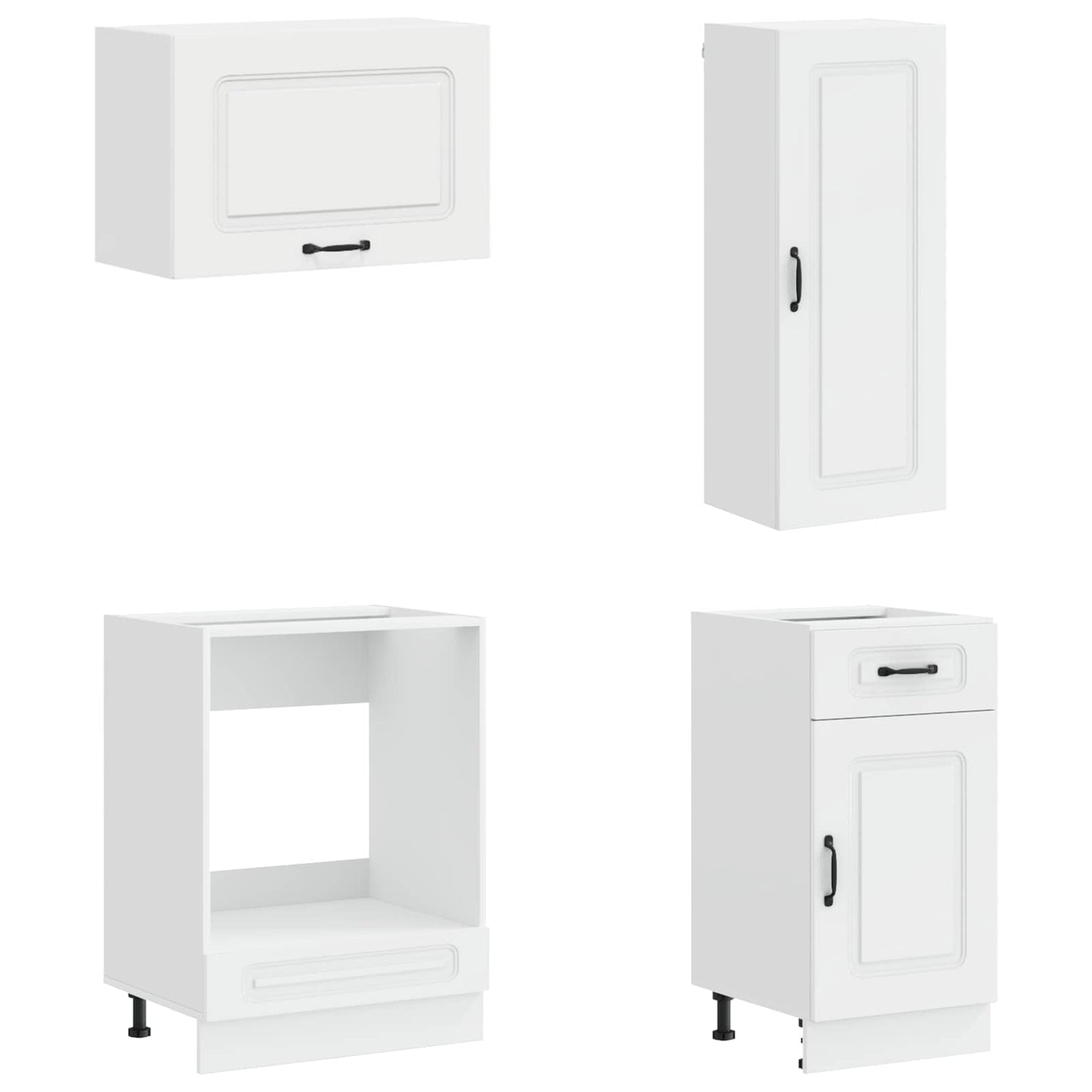 Keukenblok KALMAR 8 pcs Hoogglans Wit Bewerkt hout is nu te koop bij PeponiXL, paradijselijk wonen!