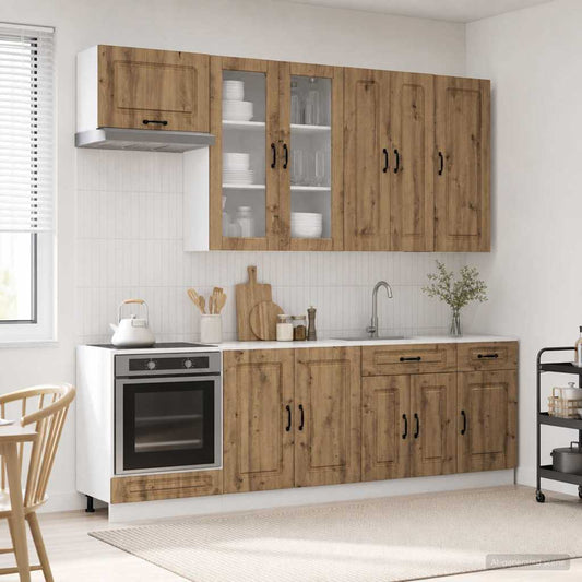 Keukenblok KALMAR 8 pcs Artisanaal eiken Bewerkt hout is nu te koop bij PeponiXL, paradijselijk wonen!