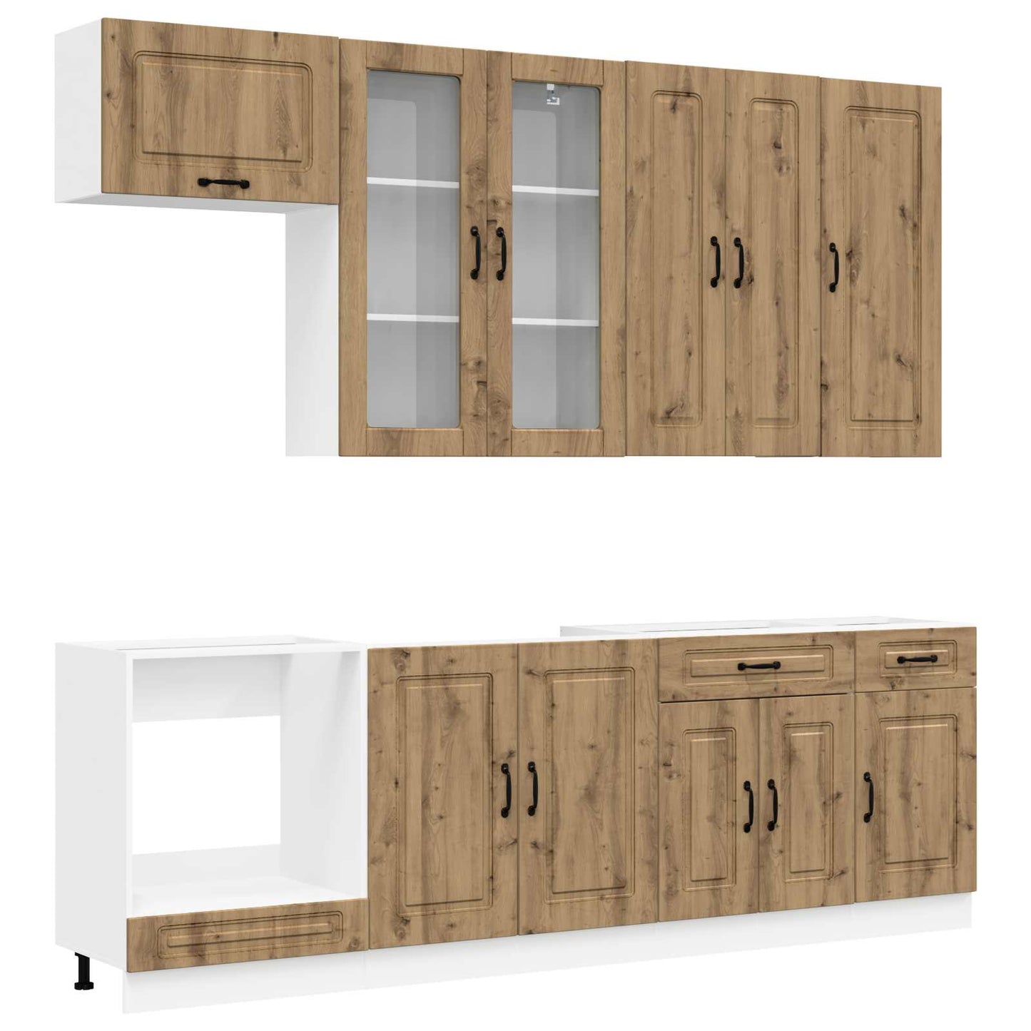 Keukenblok KALMAR 8 pcs Artisanaal eiken Bewerkt hout is nu te koop bij PeponiXL, paradijselijk wonen!