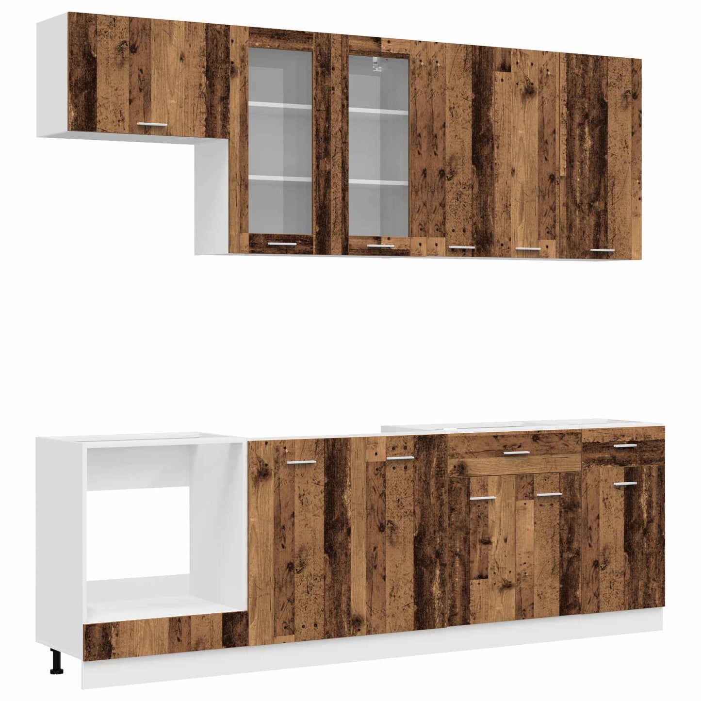 Keukenblok LYON 8 pcs Oud hout Bewerkt hout is nu te koop bij PeponiXL, paradijselijk wonen!