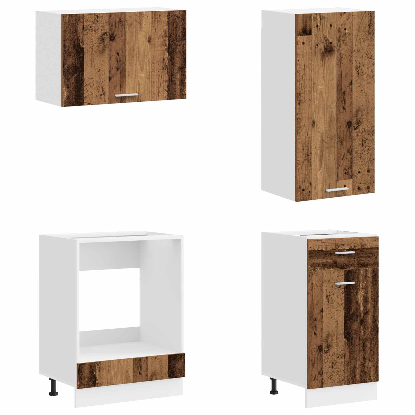 Keukenblok LYON 8 pcs Oud hout Bewerkt hout is nu te koop bij PeponiXL, paradijselijk wonen!