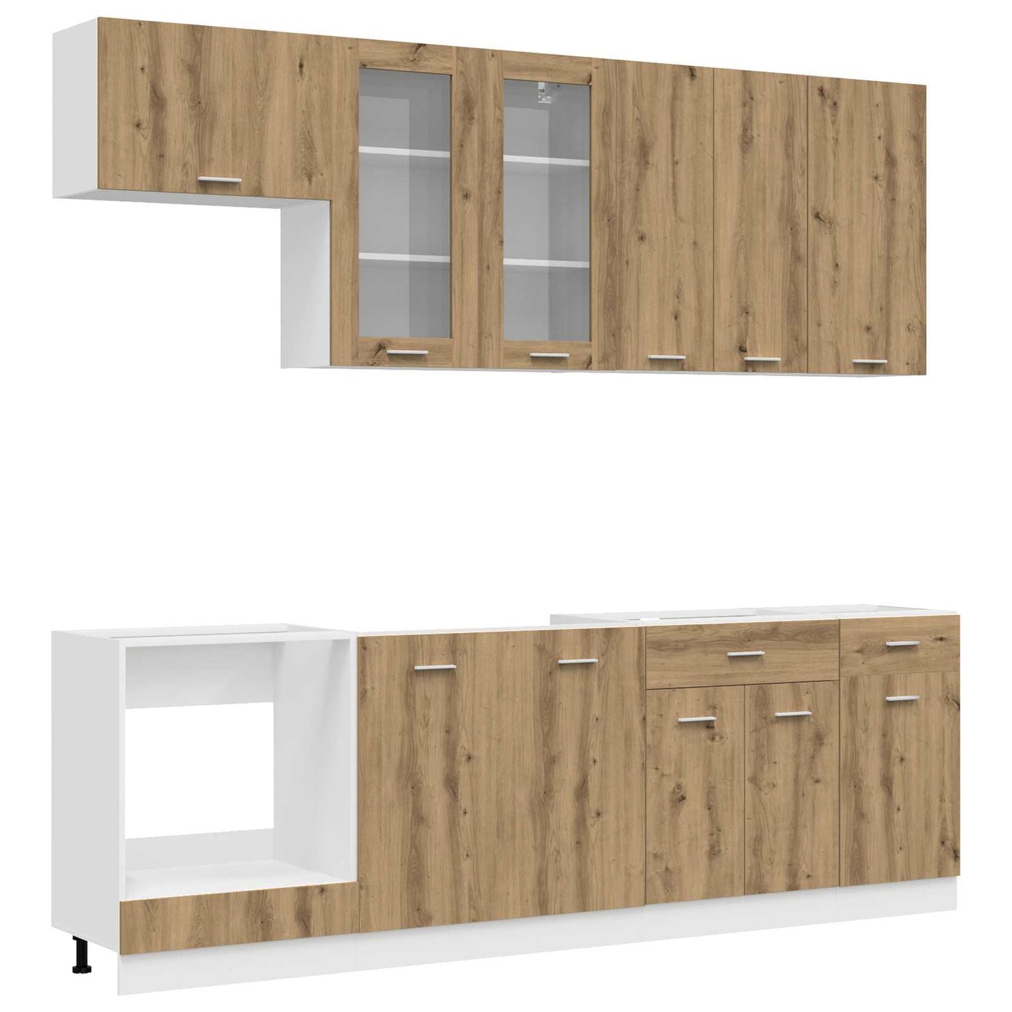 Keukenblok LYON 8 pcs Artisanaal eiken Bewerkt hout is nu te koop bij PeponiXL, paradijselijk wonen!