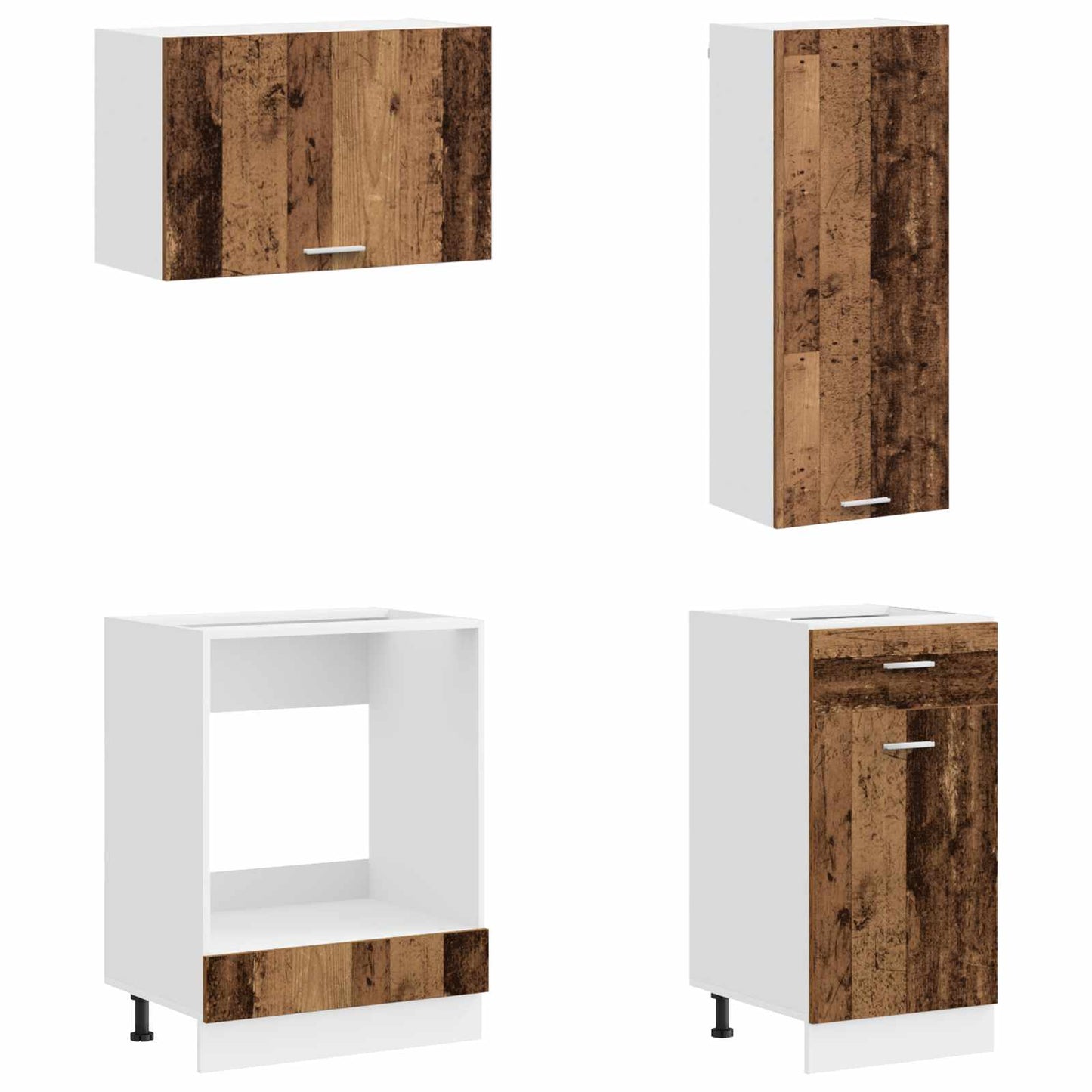 Keukenblok LYON 8 pcs Oud hout Bewerkt hout is nu te koop bij PeponiXL, paradijselijk wonen!
