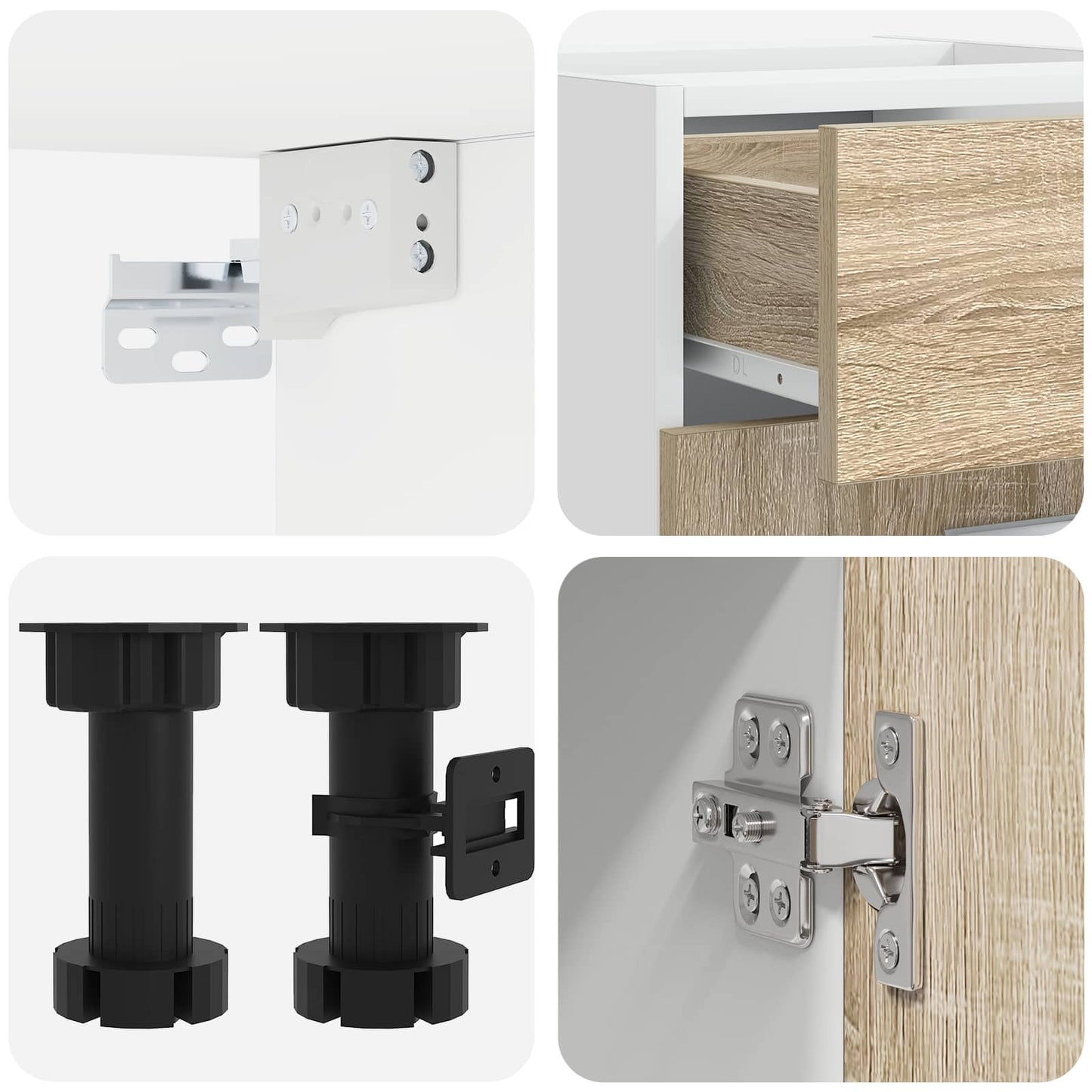 Keukenblok LYON 5 pcs Sonoma Eiken Bewerkt hout is nu te koop bij PeponiXL, paradijselijk wonen!