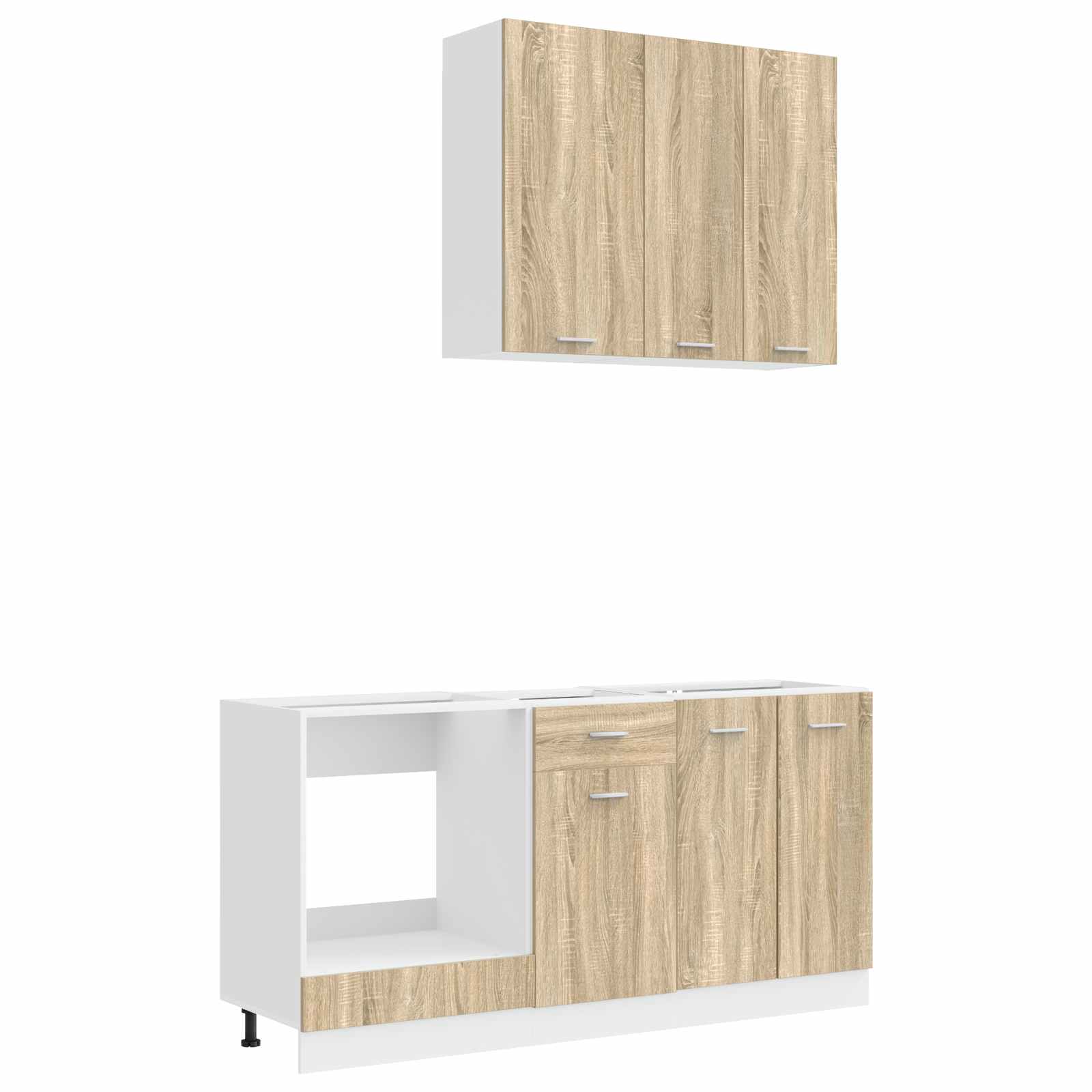 Keukenblok LYON 5 pcs Sonoma Eiken Bewerkt hout is nu te koop bij PeponiXL, paradijselijk wonen!