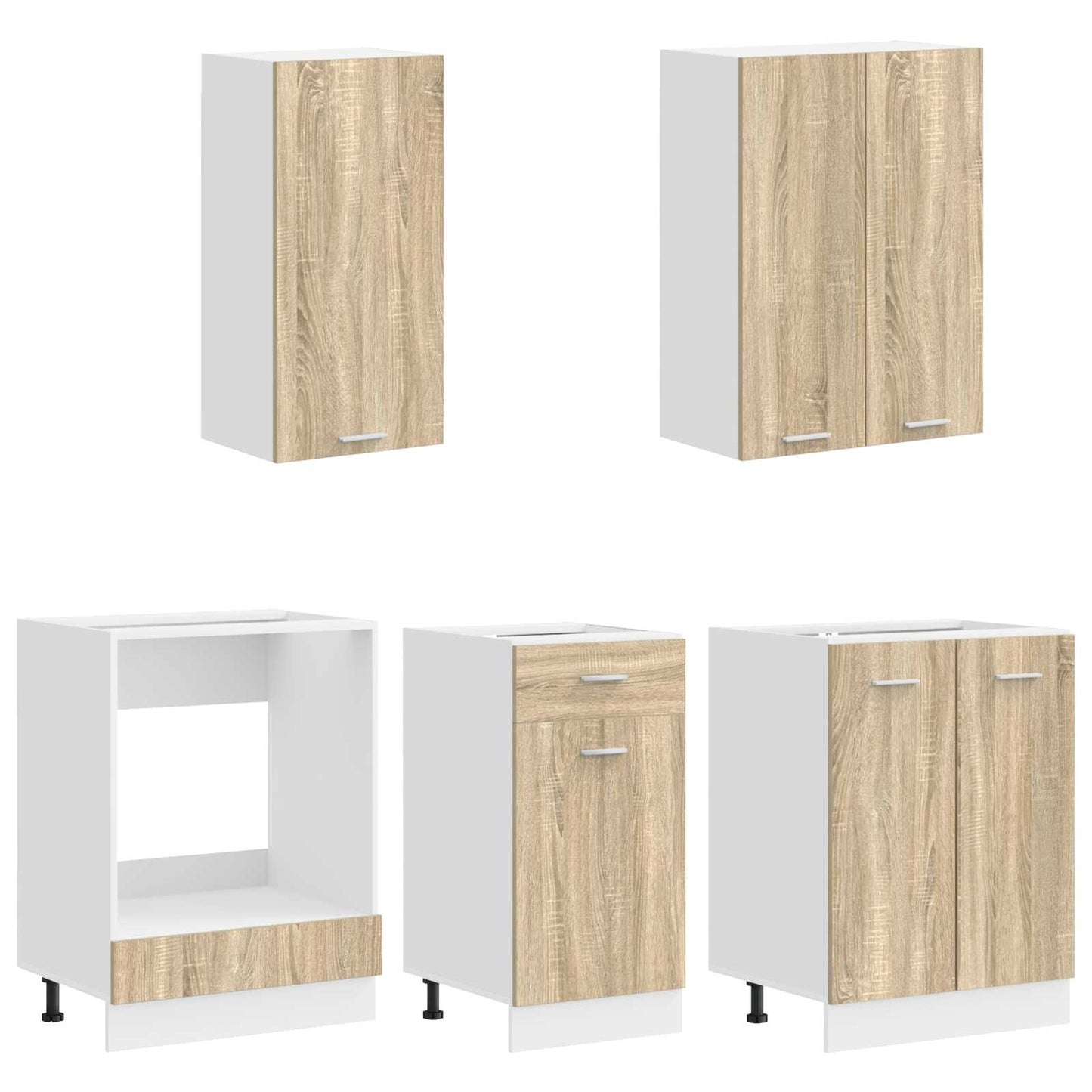 Keukenblok LYON 5 pcs Sonoma Eiken Bewerkt hout is nu te koop bij PeponiXL, paradijselijk wonen!