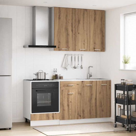 Keukenblok LYON 5 pcs Artisanaal eiken Bewerkt hout is nu te koop bij PeponiXL, paradijselijk wonen!
