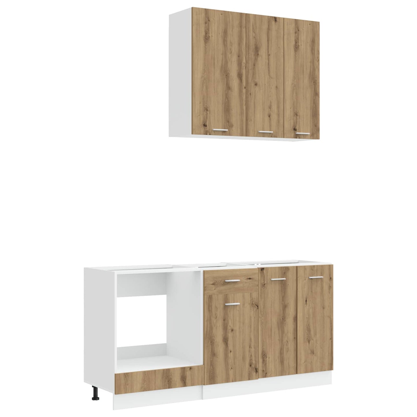 Keukenblok LYON 5 pcs Artisanaal eiken Bewerkt hout is nu te koop bij PeponiXL, paradijselijk wonen!