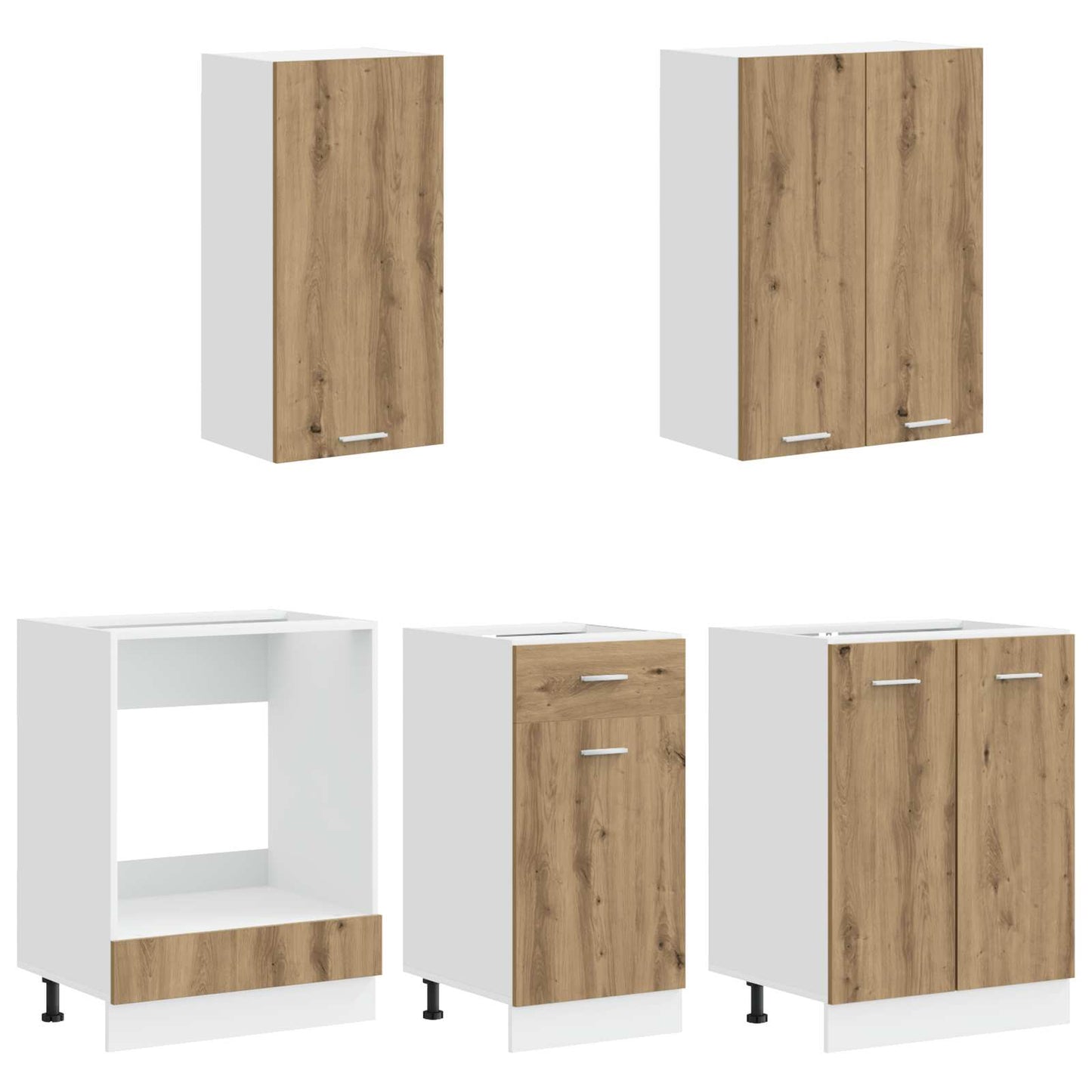Keukenblok LYON 5 pcs Artisanaal eiken Bewerkt hout is nu te koop bij PeponiXL, paradijselijk wonen!
