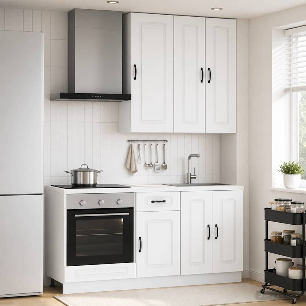 Keukenblok KALMAR 5 pcs Wit Bewerkt hout is nu te koop bij PeponiXL, paradijselijk wonen!