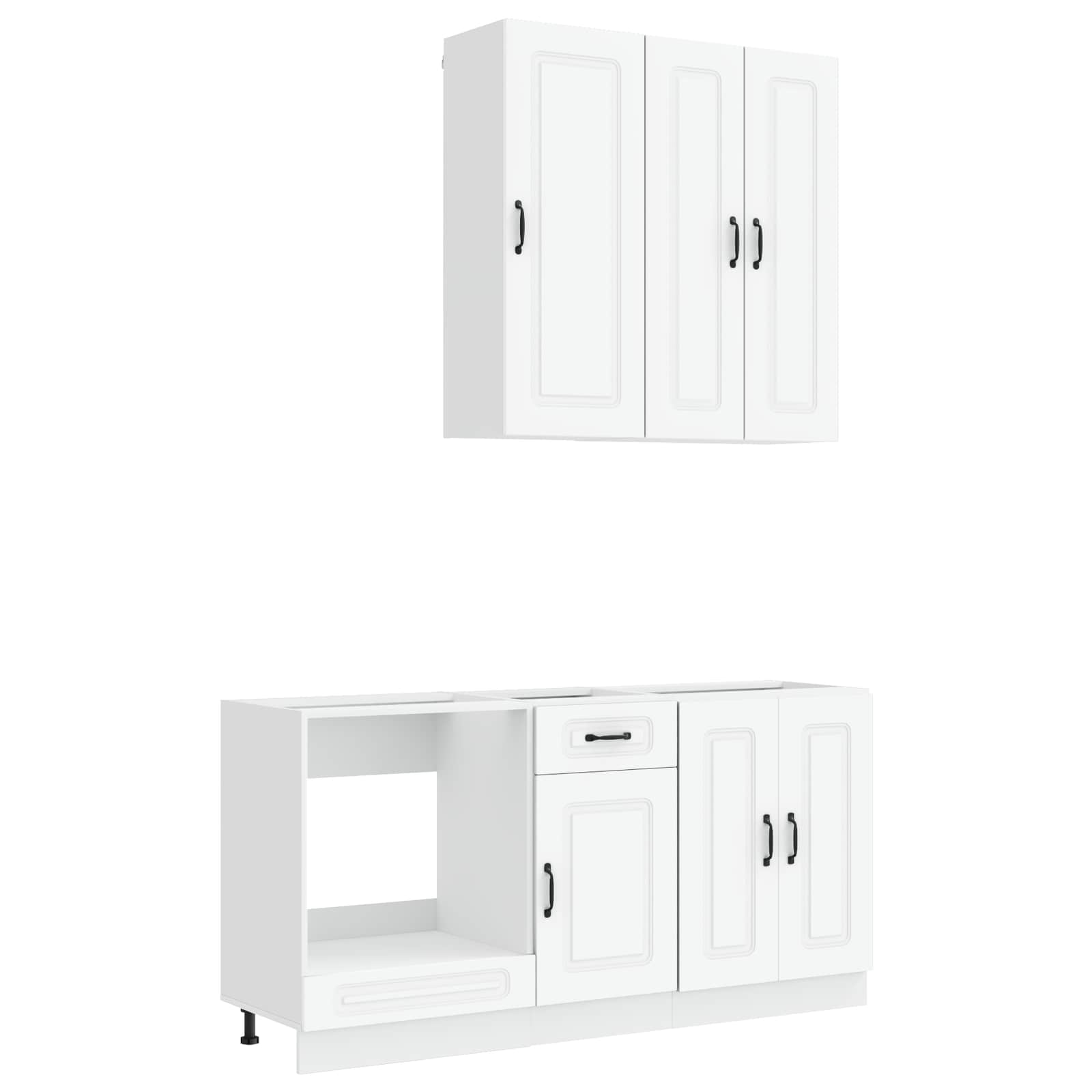 Keukenblok KALMAR 5 pcs Wit Bewerkt hout is nu te koop bij PeponiXL, paradijselijk wonen!