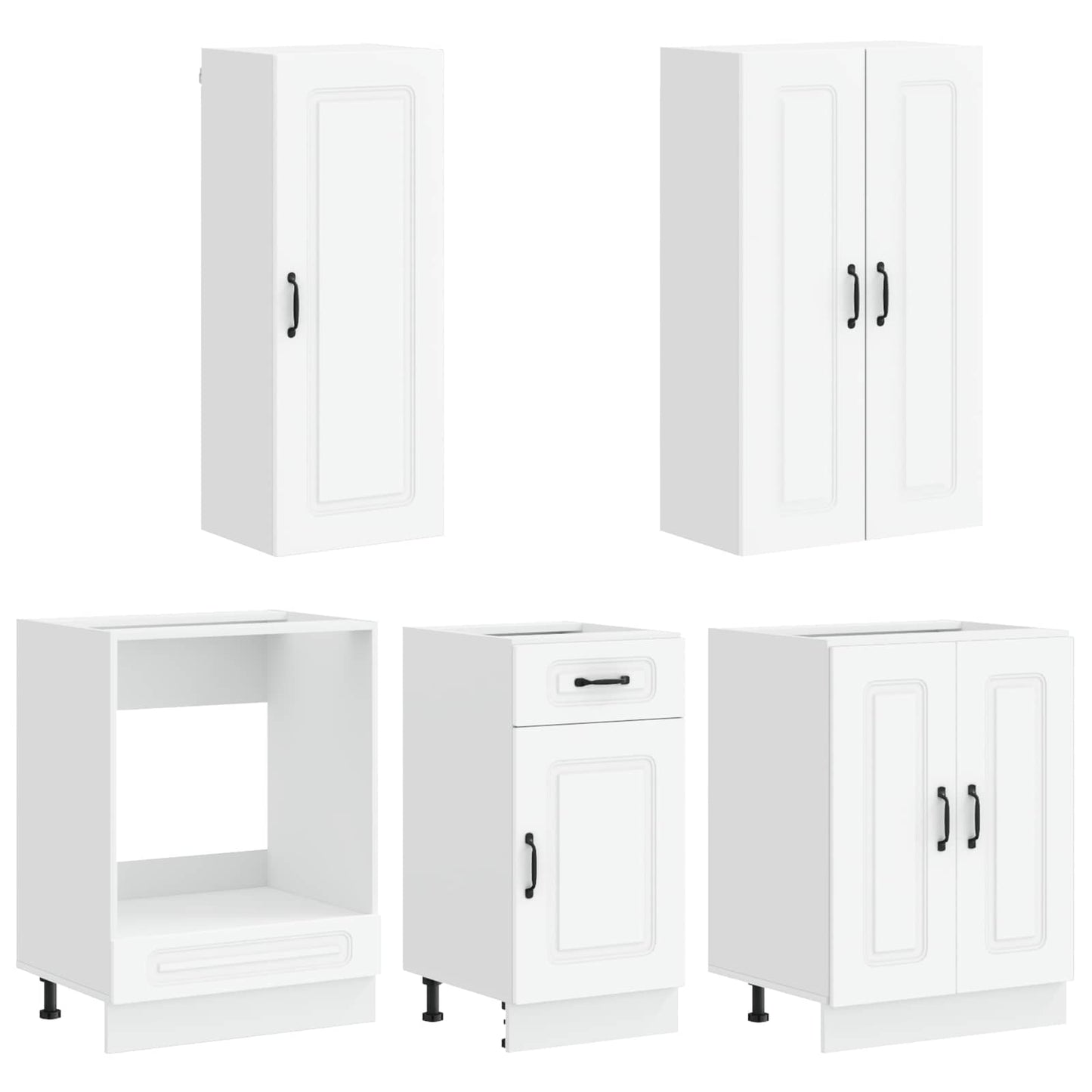 Keukenblok KALMAR 5 pcs Wit Bewerkt hout is nu te koop bij PeponiXL, paradijselijk wonen!