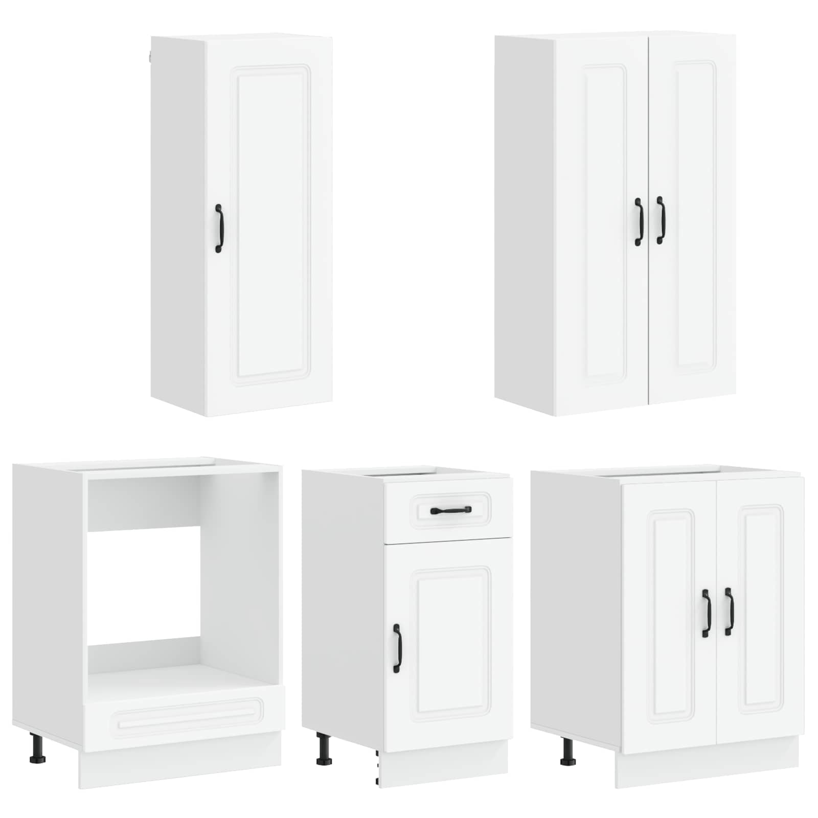 Keukenblok KALMAR 5 pcs Wit Bewerkt hout is nu te koop bij PeponiXL, paradijselijk wonen!