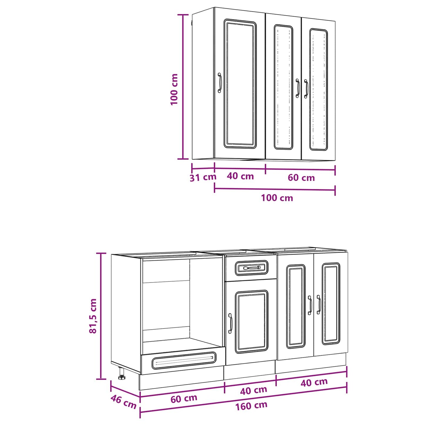 Keukenblok KALMAR 5 pcs Wit Bewerkt hout is nu te koop bij PeponiXL, paradijselijk wonen!
