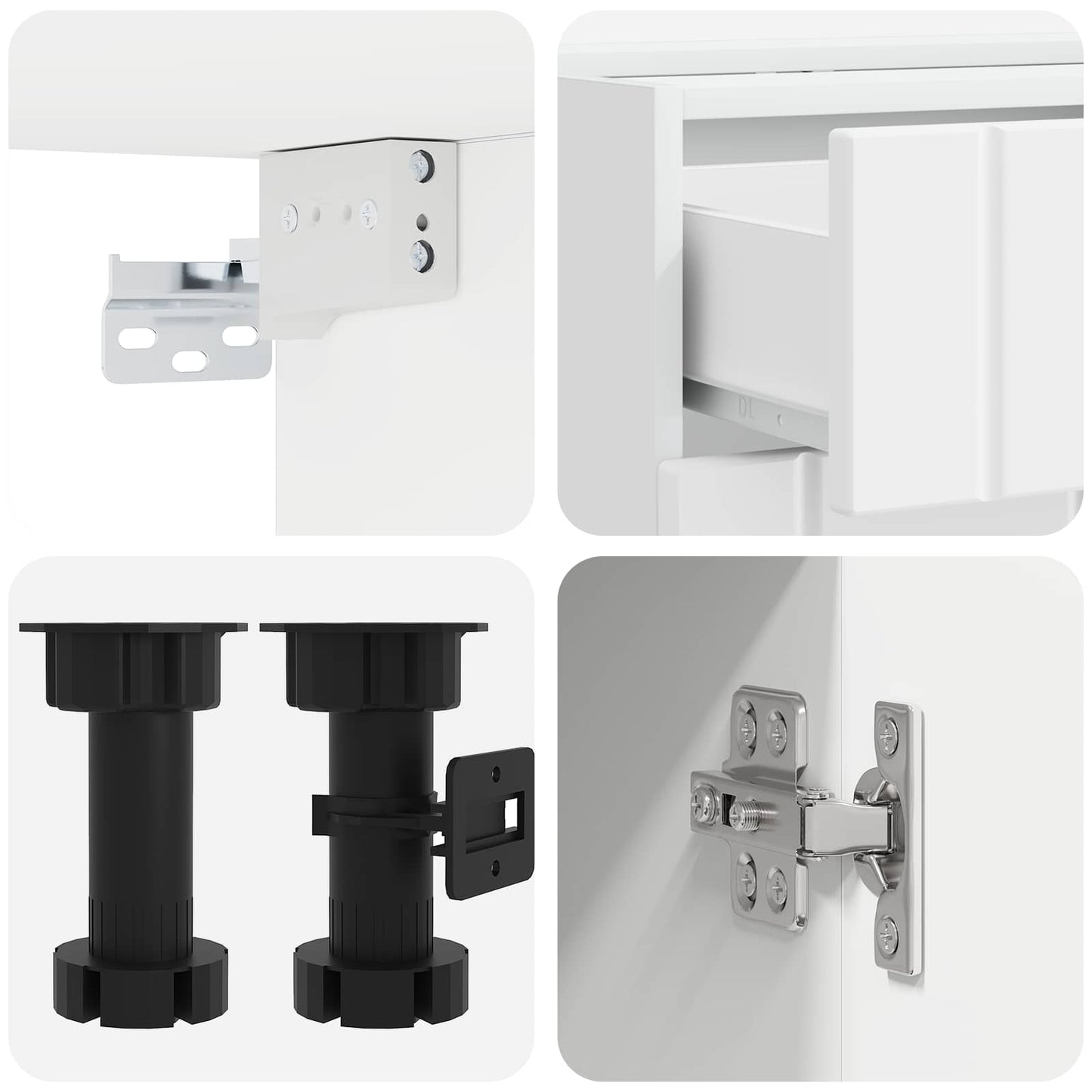 Keukenblok LUCCA 5 pcs Wit Bewerkt hout is nu te koop bij PeponiXL, paradijselijk wonen!
