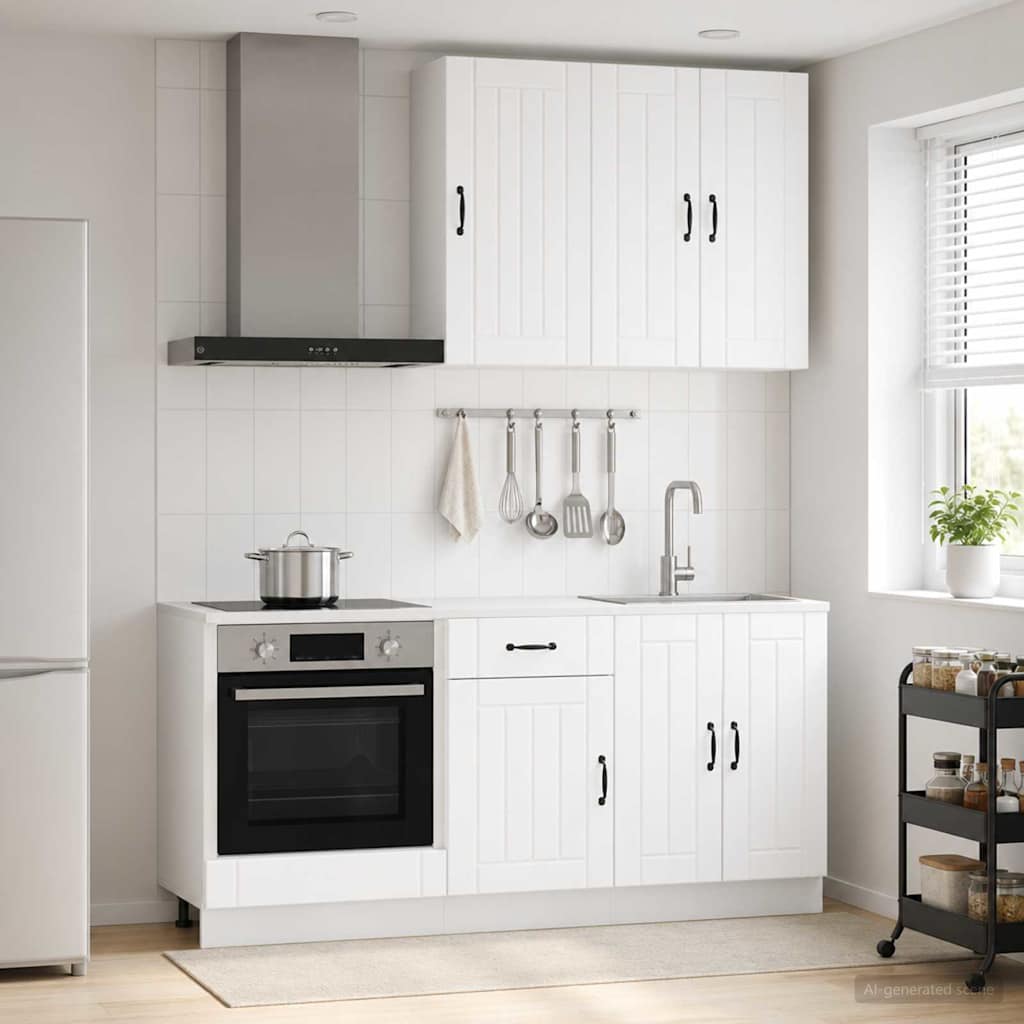 Keukenblok LUCCA 5 pcs Wit Bewerkt hout is nu te koop bij PeponiXL, paradijselijk wonen!