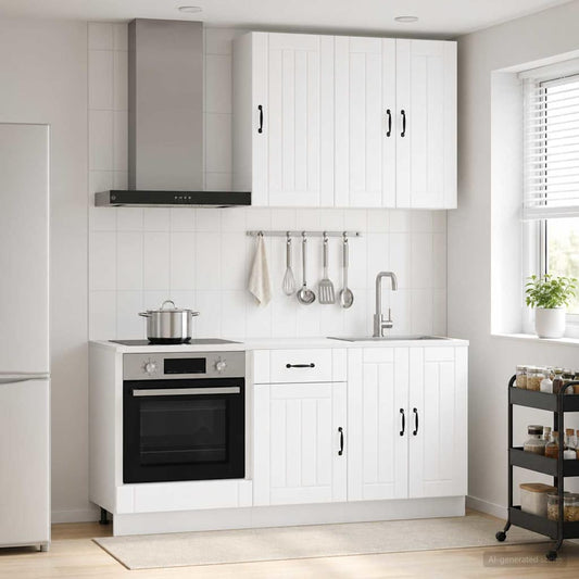 Keukenblok LUCCA 5 pcs Wit Bewerkt hout is nu te koop bij PeponiXL, paradijselijk wonen!