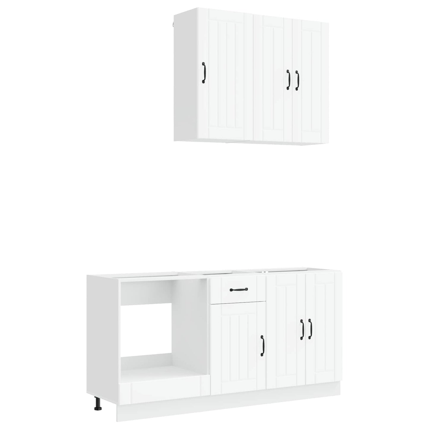 Keukenblok LUCCA 5 pcs Wit Bewerkt hout is nu te koop bij PeponiXL, paradijselijk wonen!