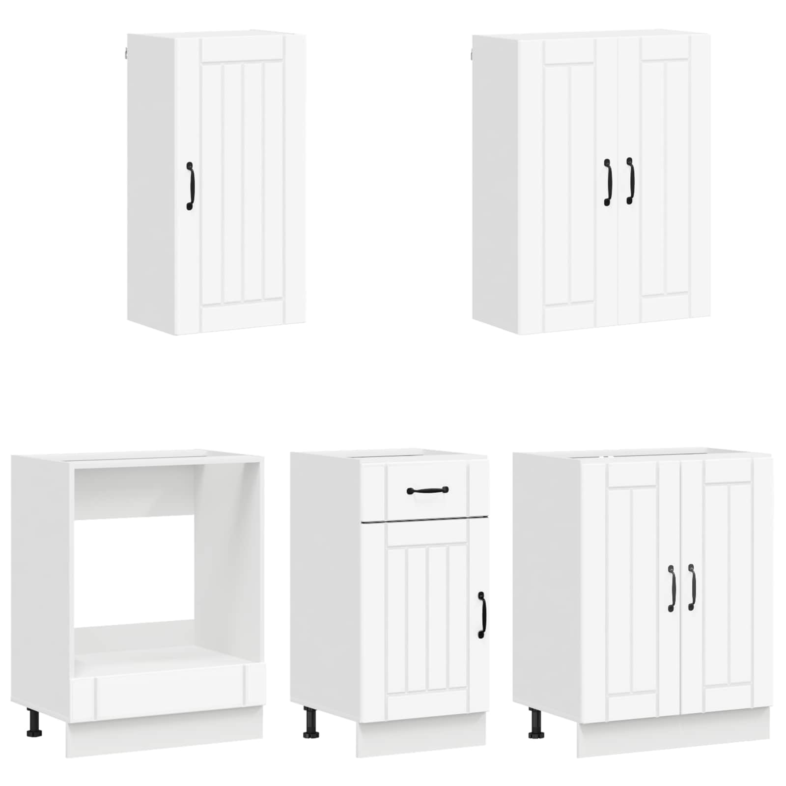 Keukenblok LUCCA 5 pcs Wit Bewerkt hout is nu te koop bij PeponiXL, paradijselijk wonen!