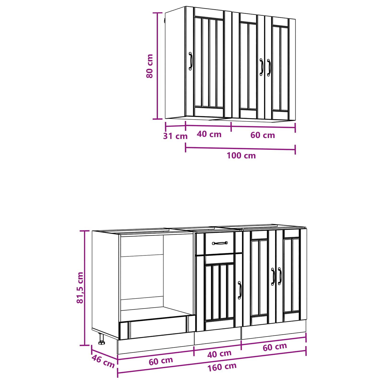 Keukenblok LUCCA 5 pcs Wit Bewerkt hout is nu te koop bij PeponiXL, paradijselijk wonen!