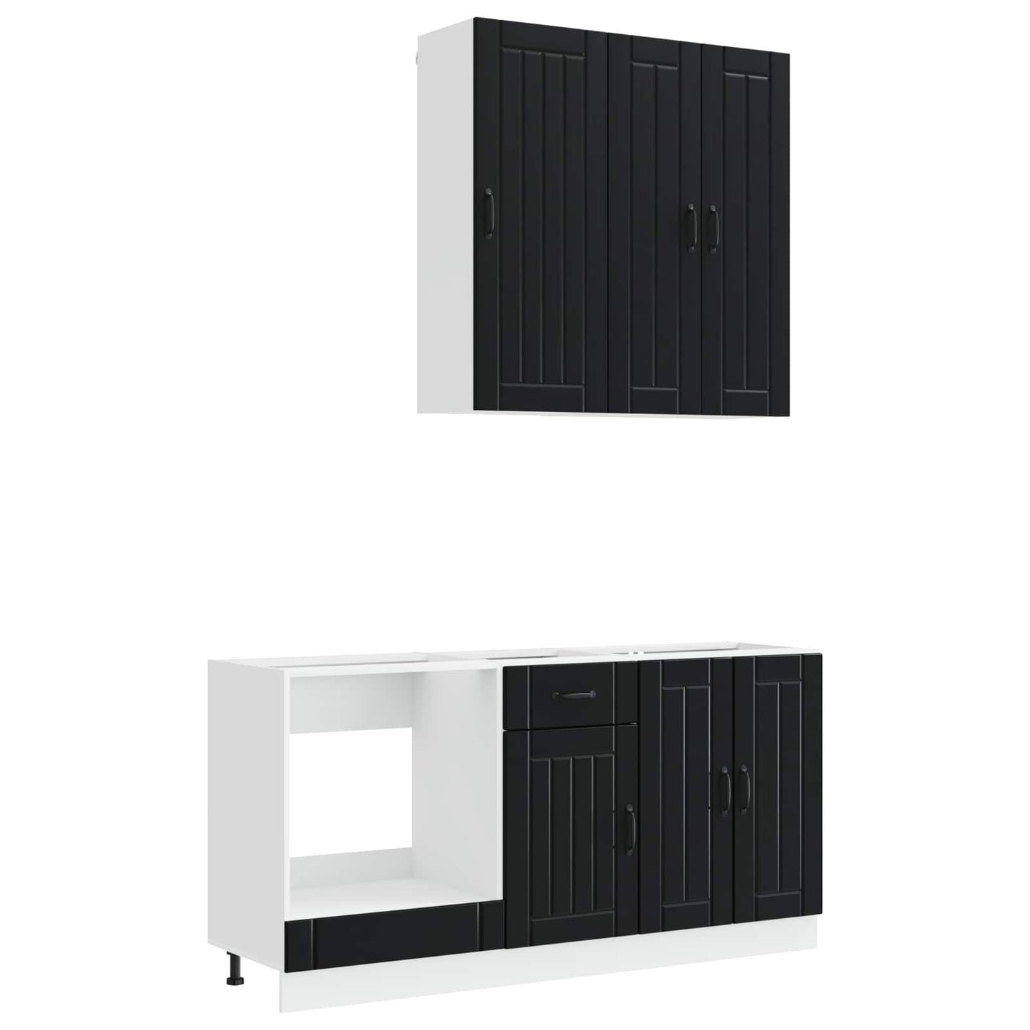 Keukenblok LUCCA 5 pcs Zwart Bewerkt hout is nu te koop bij PeponiXL, paradijselijk wonen!