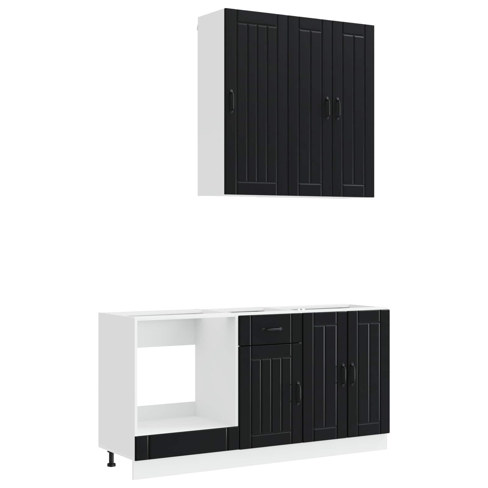 Keukenblok LUCCA 5 pcs Zwart Bewerkt hout is nu te koop bij PeponiXL, paradijselijk wonen!