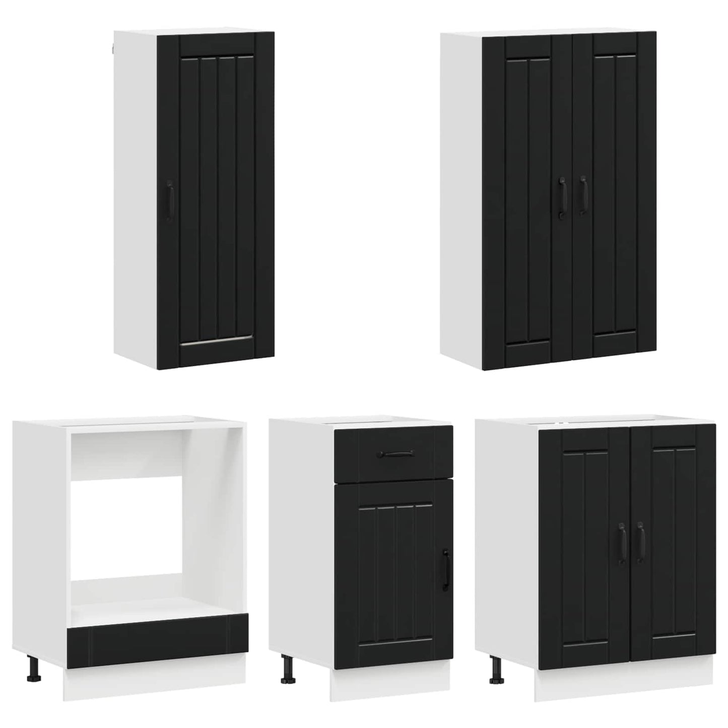 Keukenblok LUCCA 5 pcs Zwart Bewerkt hout is nu te koop bij PeponiXL, paradijselijk wonen!