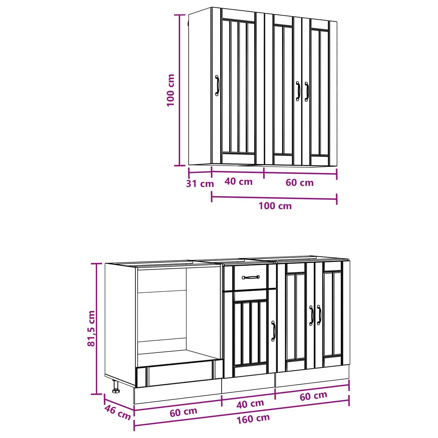 Keukenblok LUCCA 5 pcs Zwart Bewerkt hout is nu te koop bij PeponiXL, paradijselijk wonen!