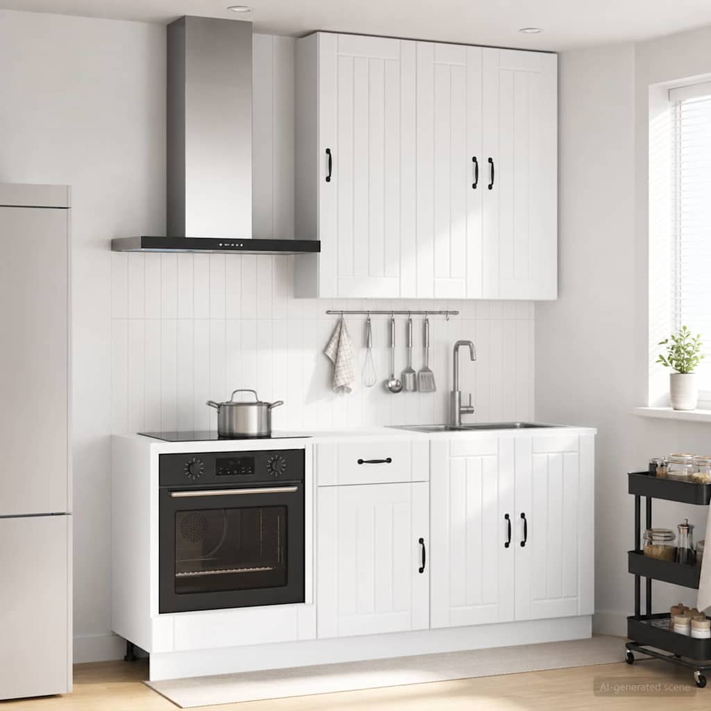 Keukenblok LUCCA 5 pcs Hoogglans Wit Bewerkt hout is nu te koop bij PeponiXL, paradijselijk wonen!