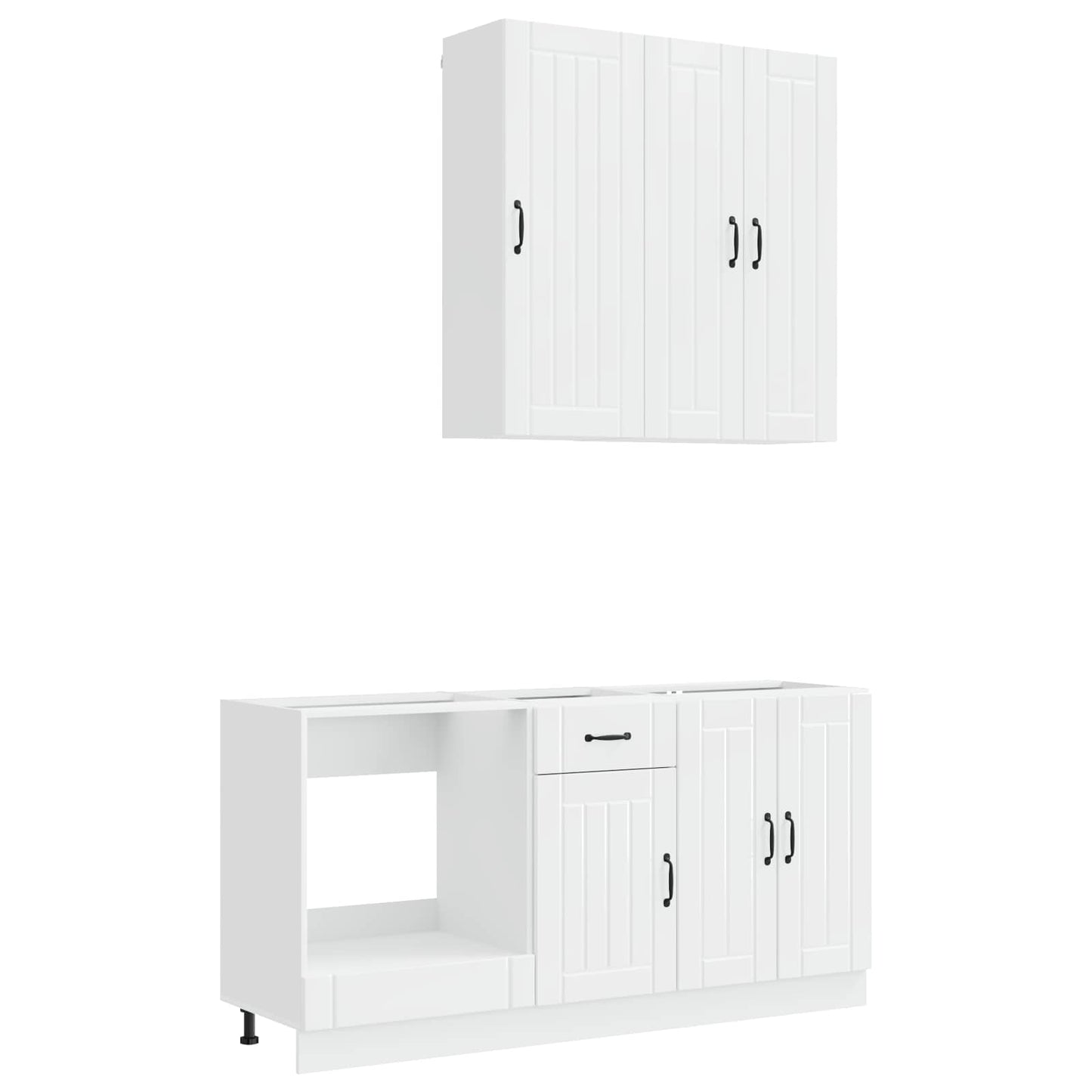 Keukenblok LUCCA 5 pcs Hoogglans Wit Bewerkt hout is nu te koop bij PeponiXL, paradijselijk wonen!