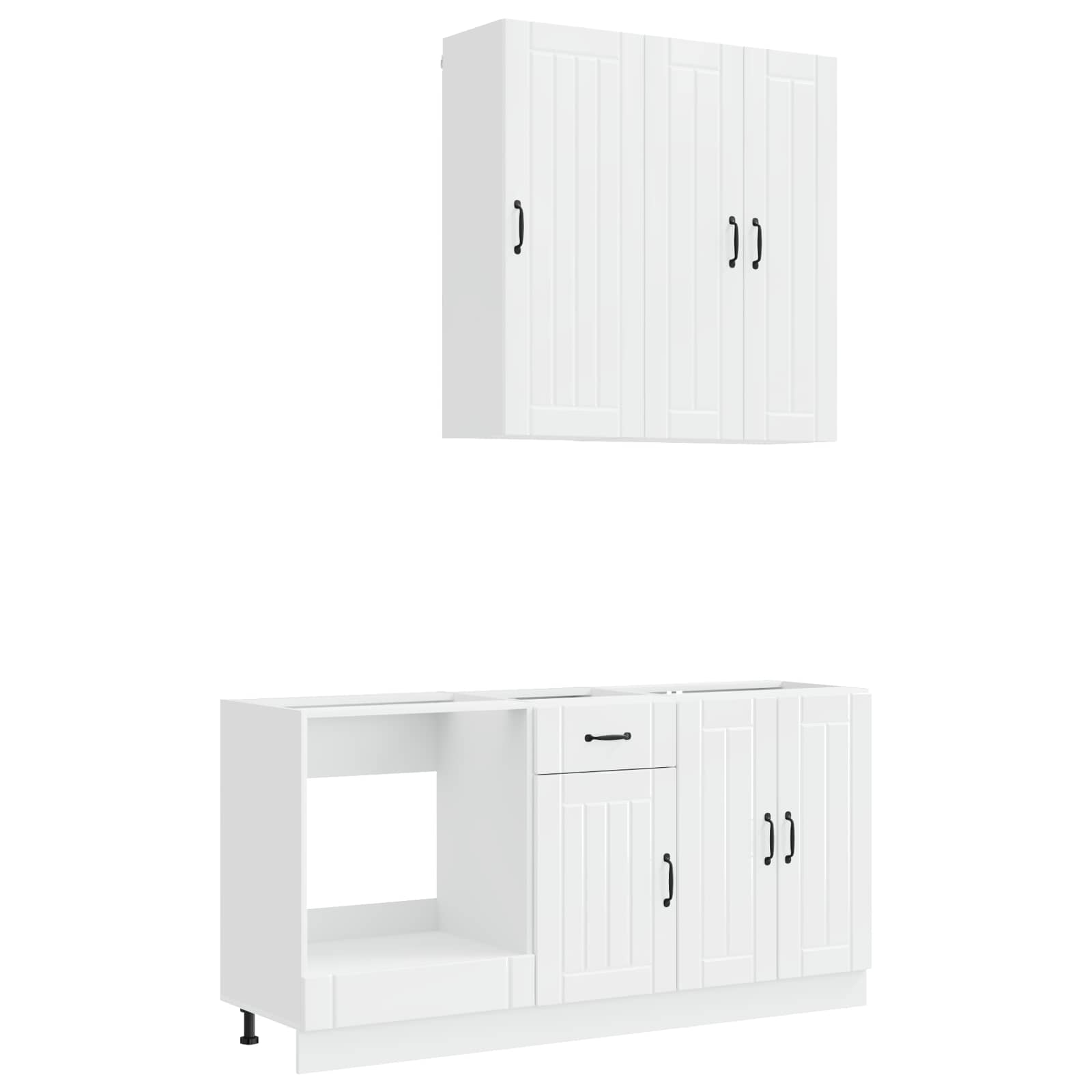 Keukenblok LUCCA 5 pcs Hoogglans Wit Bewerkt hout is nu te koop bij PeponiXL, paradijselijk wonen!