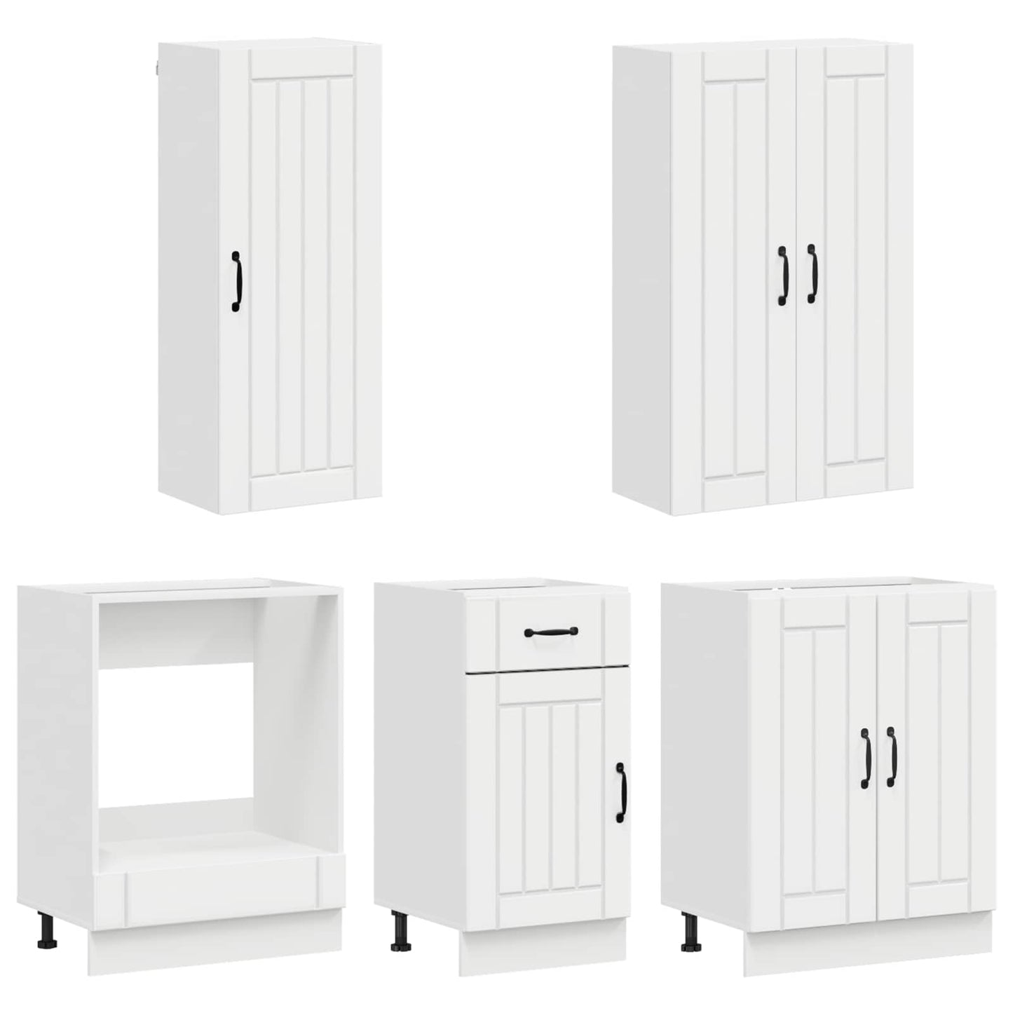 Keukenblok LUCCA 5 pcs Hoogglans Wit Bewerkt hout is nu te koop bij PeponiXL, paradijselijk wonen!