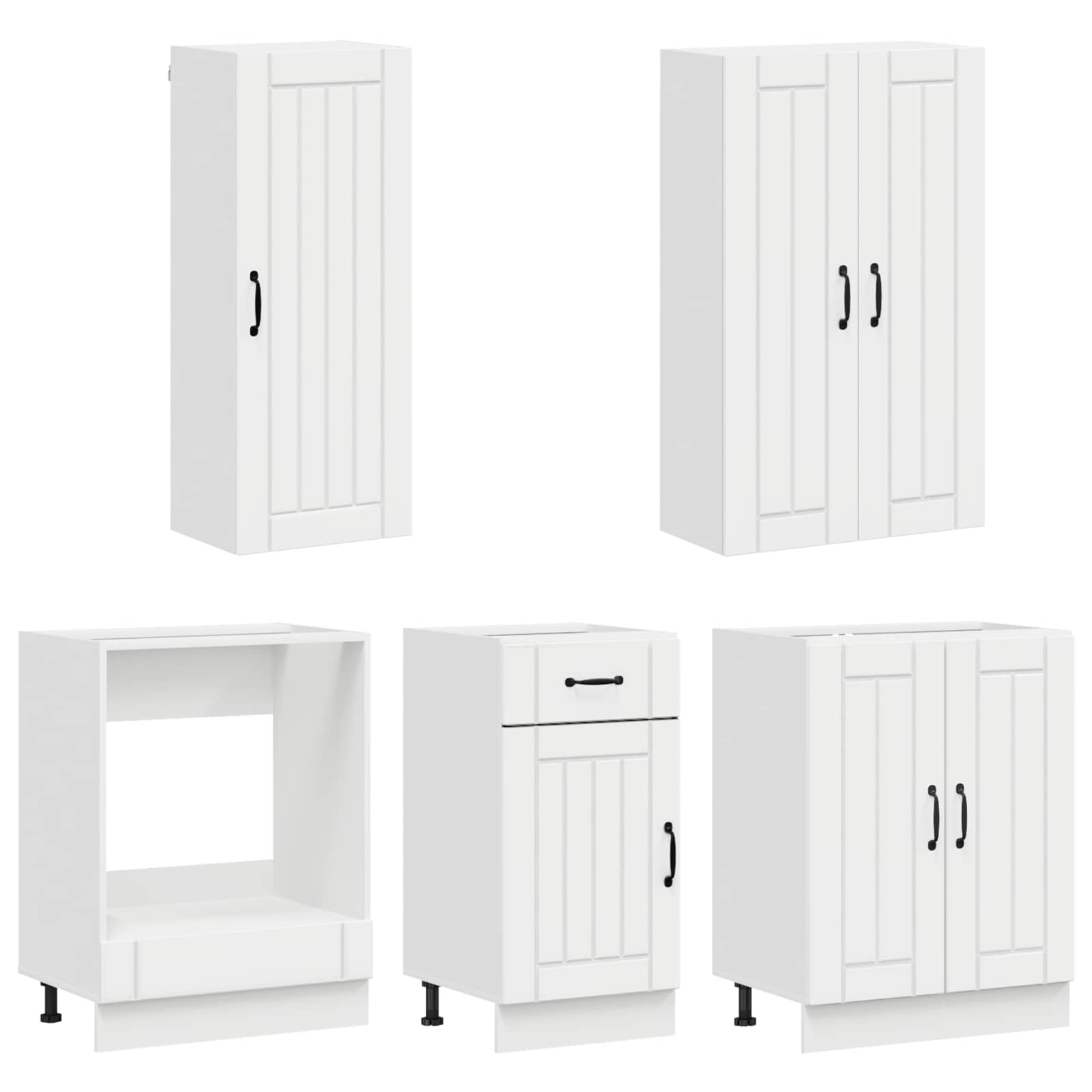 Keukenblok LUCCA 5 pcs Hoogglans Wit Bewerkt hout is nu te koop bij PeponiXL, paradijselijk wonen!