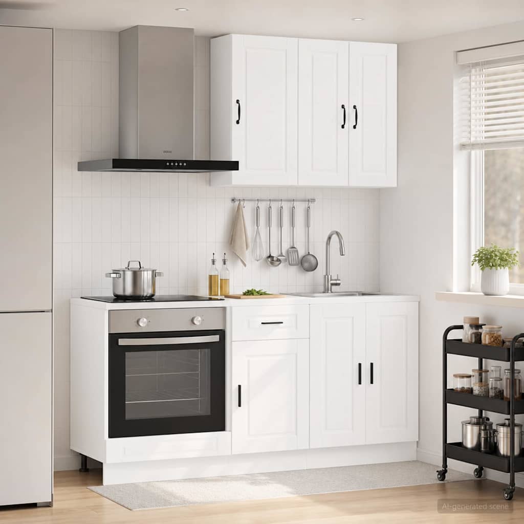 Keukenblok PORTO 5 pcs Wit Bewerkt hout is nu te koop bij PeponiXL, paradijselijk wonen!