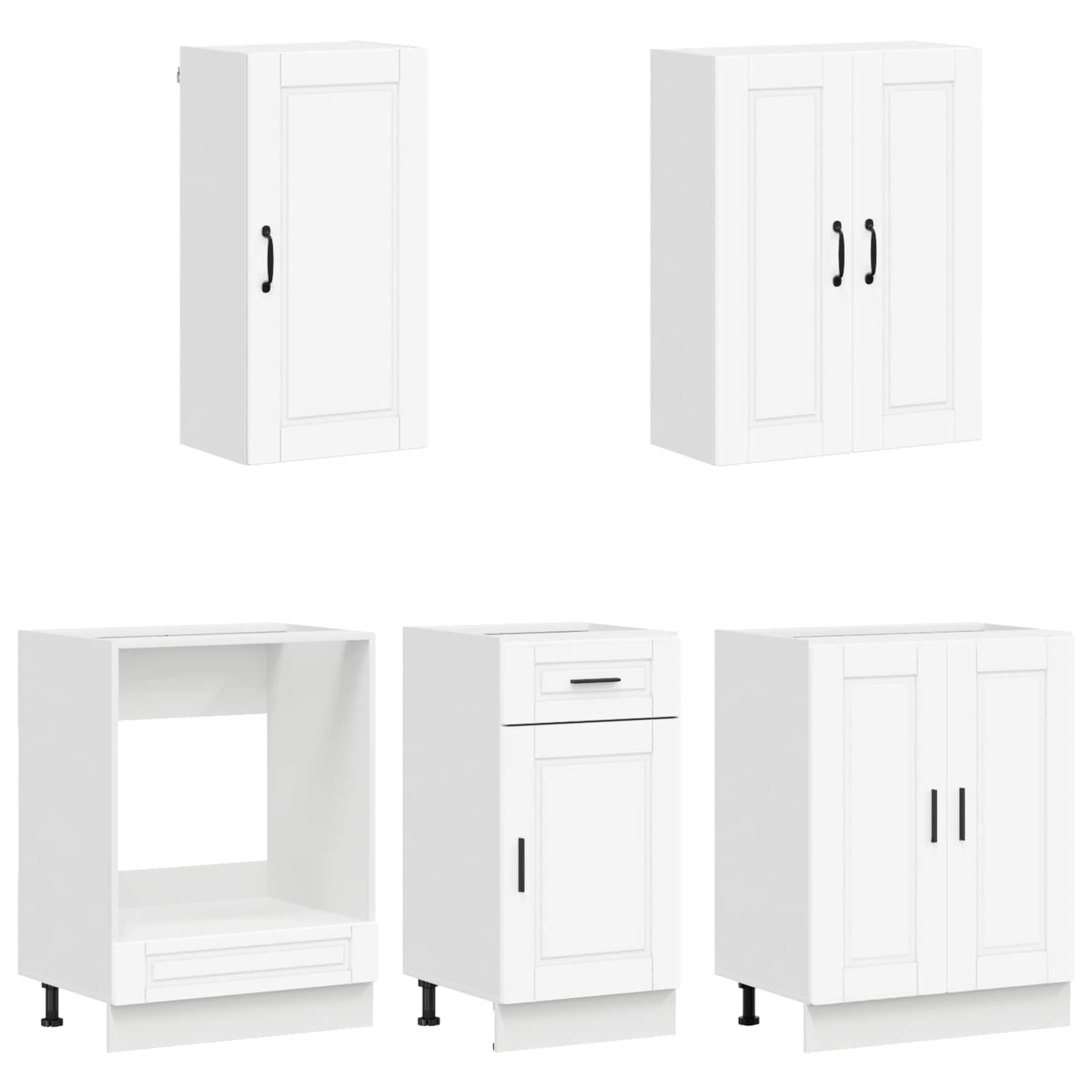 Keukenblok PORTO 5 pcs Wit Bewerkt hout is nu te koop bij PeponiXL, paradijselijk wonen!