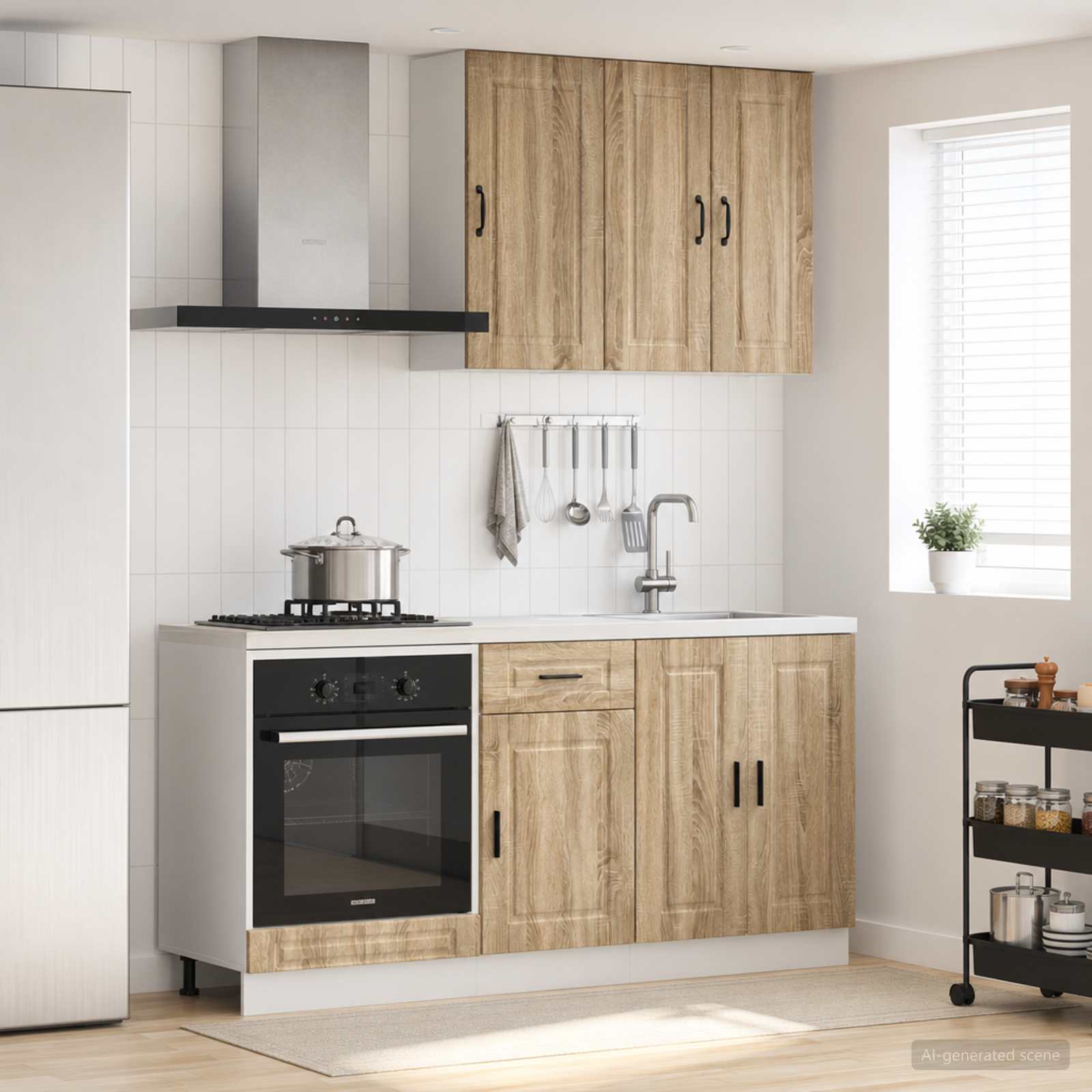 Keukenblok PORTO 5 pcs Sonoma Eiken Bewerkt hout is nu te koop bij PeponiXL, paradijselijk wonen!