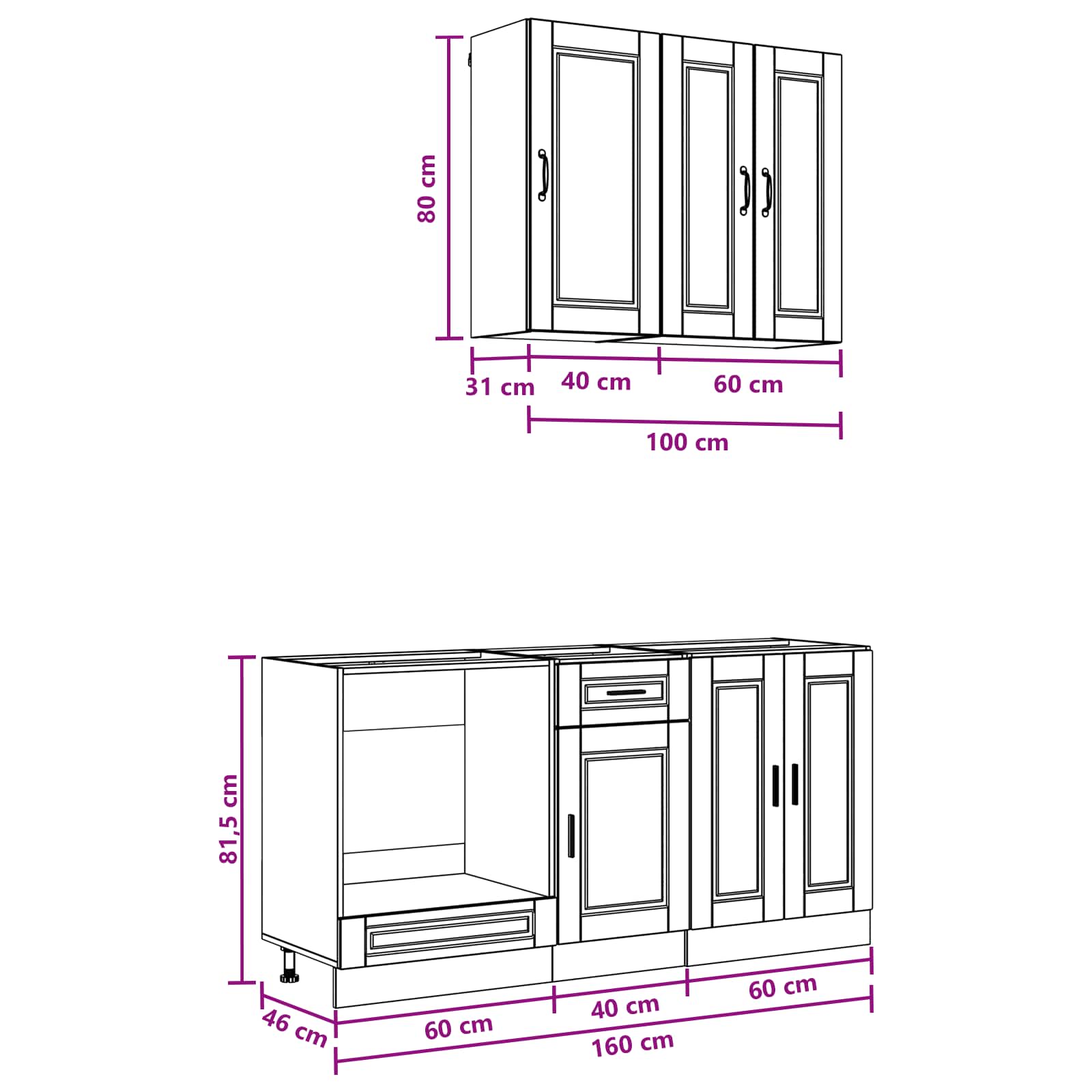 Keukenblok PORTO 5 pcs Sonoma Eiken Bewerkt hout is nu te koop bij PeponiXL, paradijselijk wonen!
