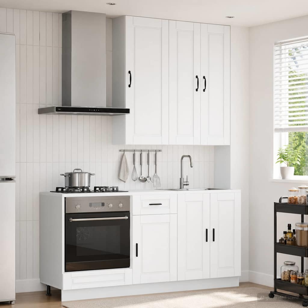 Keukenblok PORTO 5 pcs Wit Bewerkt hout is nu te koop bij PeponiXL, paradijselijk wonen!