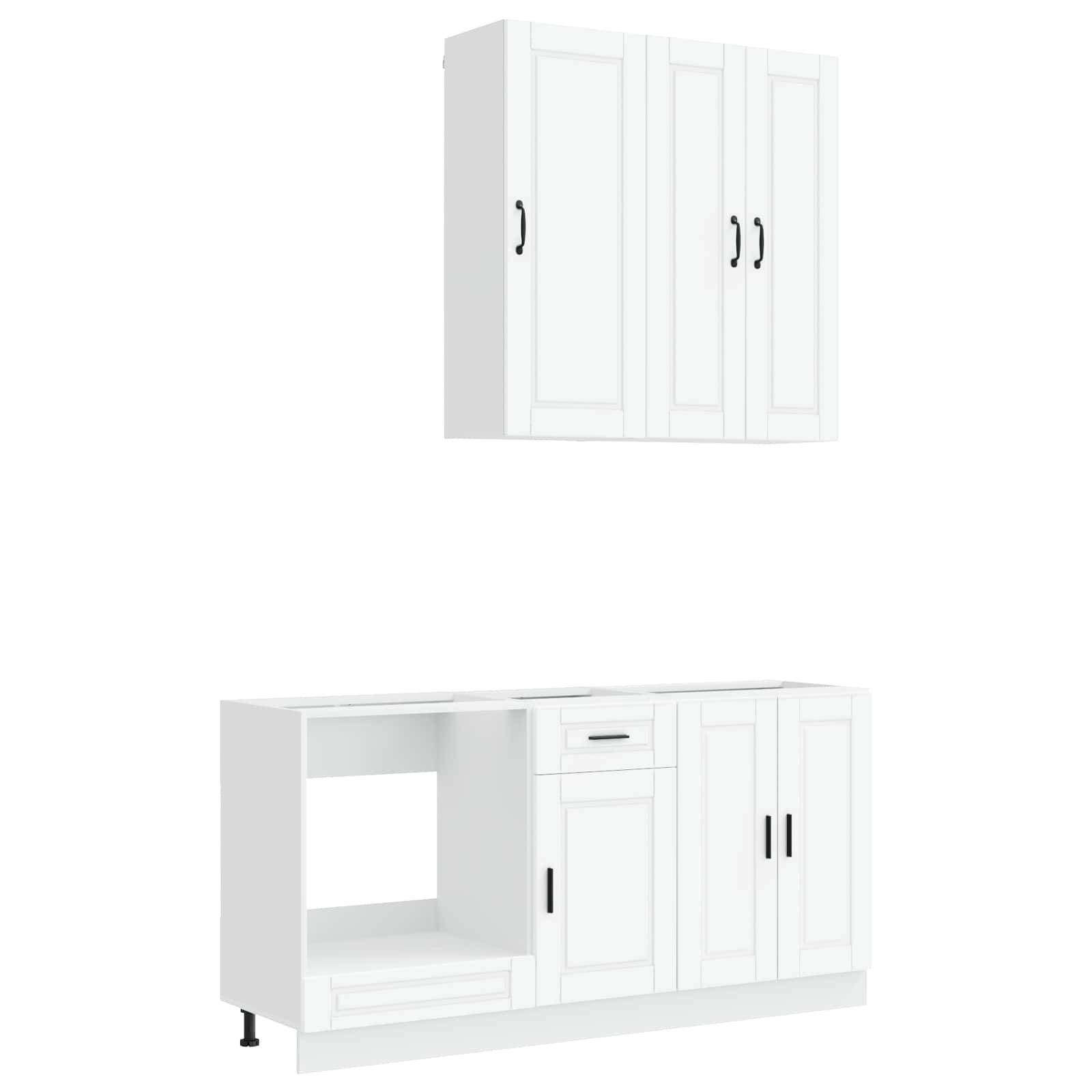 Keukenblok PORTO 5 pcs Wit Bewerkt hout is nu te koop bij PeponiXL, paradijselijk wonen!