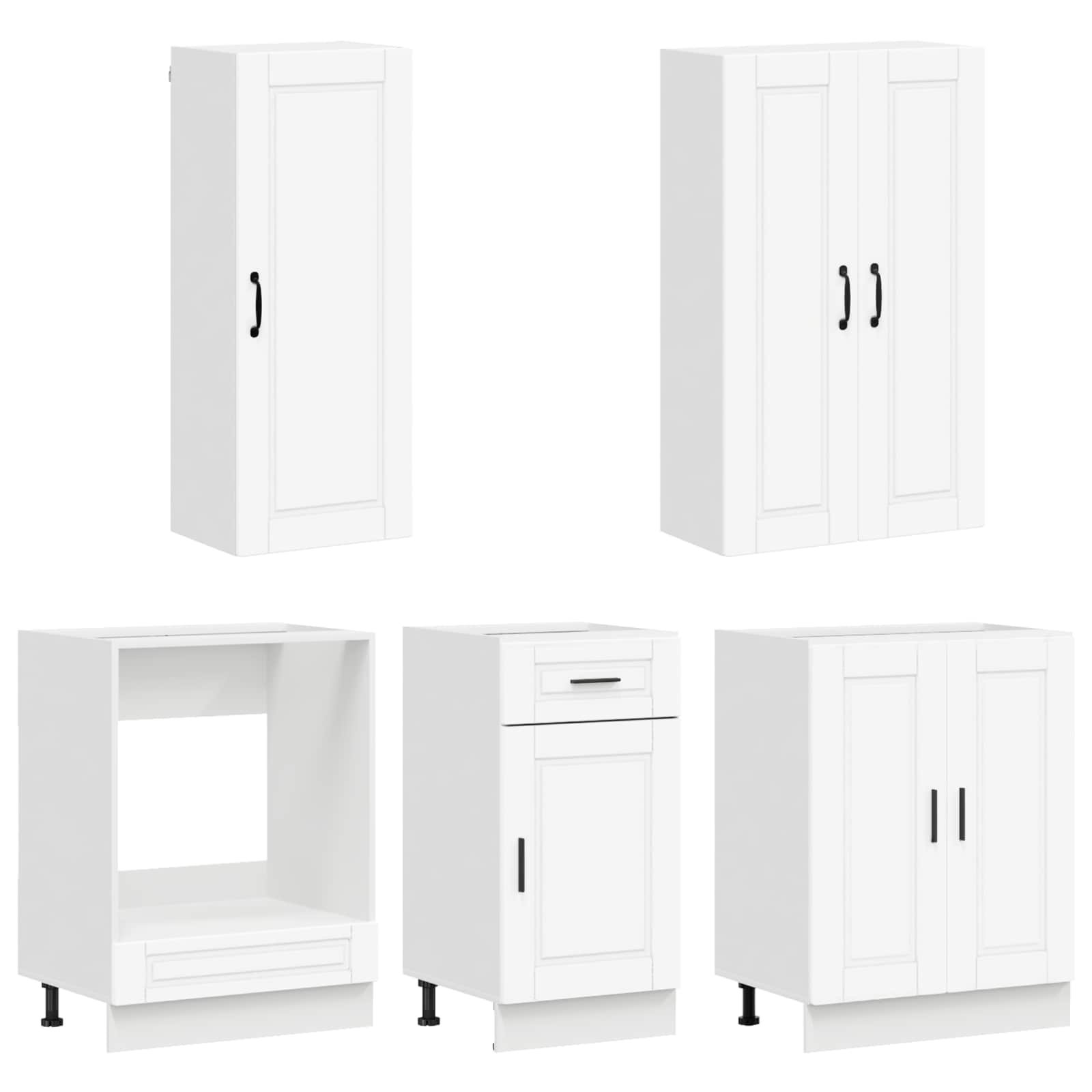 Keukenblok PORTO 5 pcs Wit Bewerkt hout is nu te koop bij PeponiXL, paradijselijk wonen!