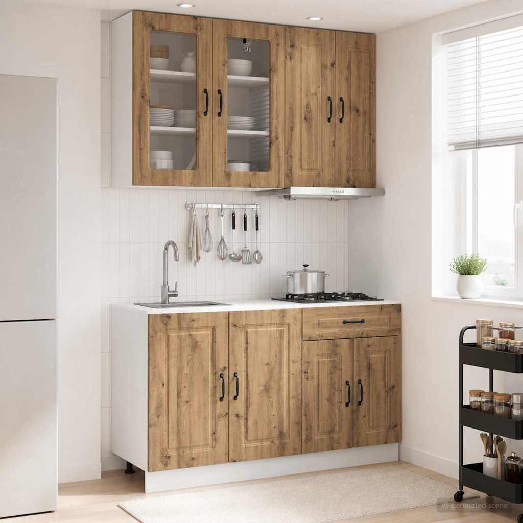 Keukenblok KALMAR 4 pcs Artisanaal eiken Bewerkt hout is nu te koop bij PeponiXL, paradijselijk wonen!