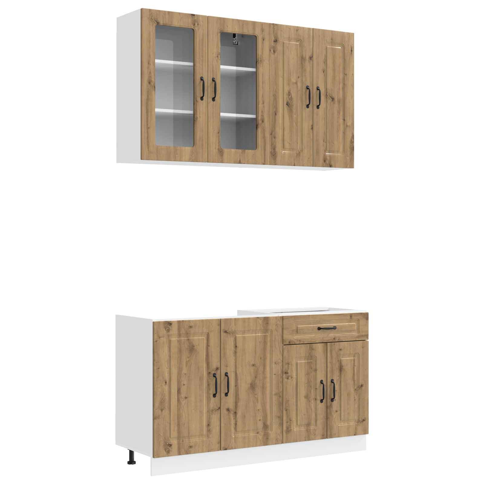 Keukenblok KALMAR 4 pcs Artisanaal eiken Bewerkt hout is nu te koop bij PeponiXL, paradijselijk wonen!