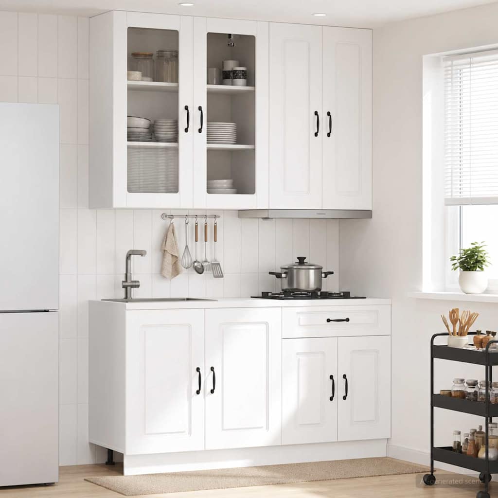 Keukenblok KALMAR 4 pcs Wit Bewerkt hout is nu te koop bij PeponiXL, paradijselijk wonen!