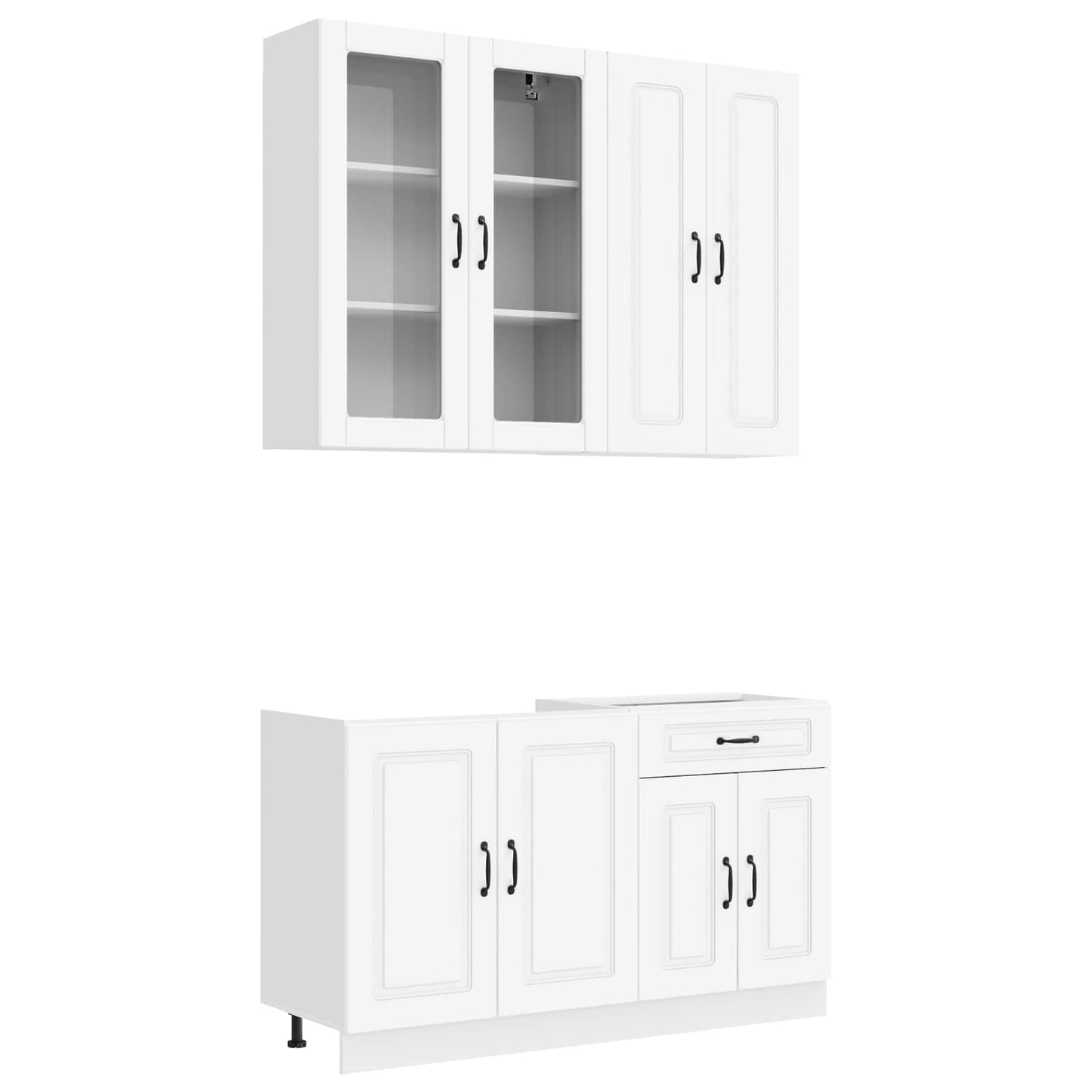 Keukenblok KALMAR 4 pcs Wit Bewerkt hout is nu te koop bij PeponiXL, paradijselijk wonen!