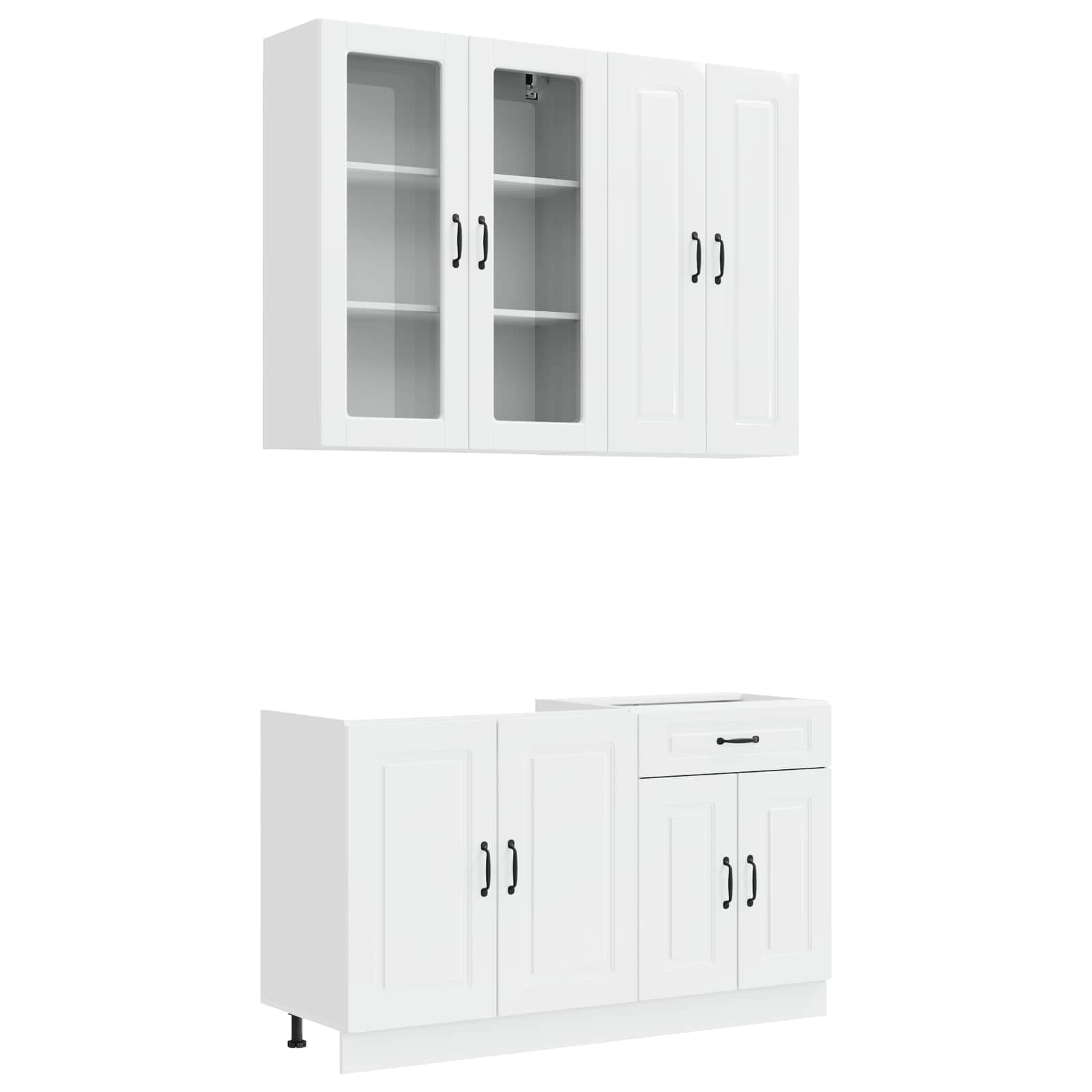 Keukenblok KALMAR 4 pcs Hoogglans Wit Bewerkt hout is nu te koop bij PeponiXL, paradijselijk wonen!